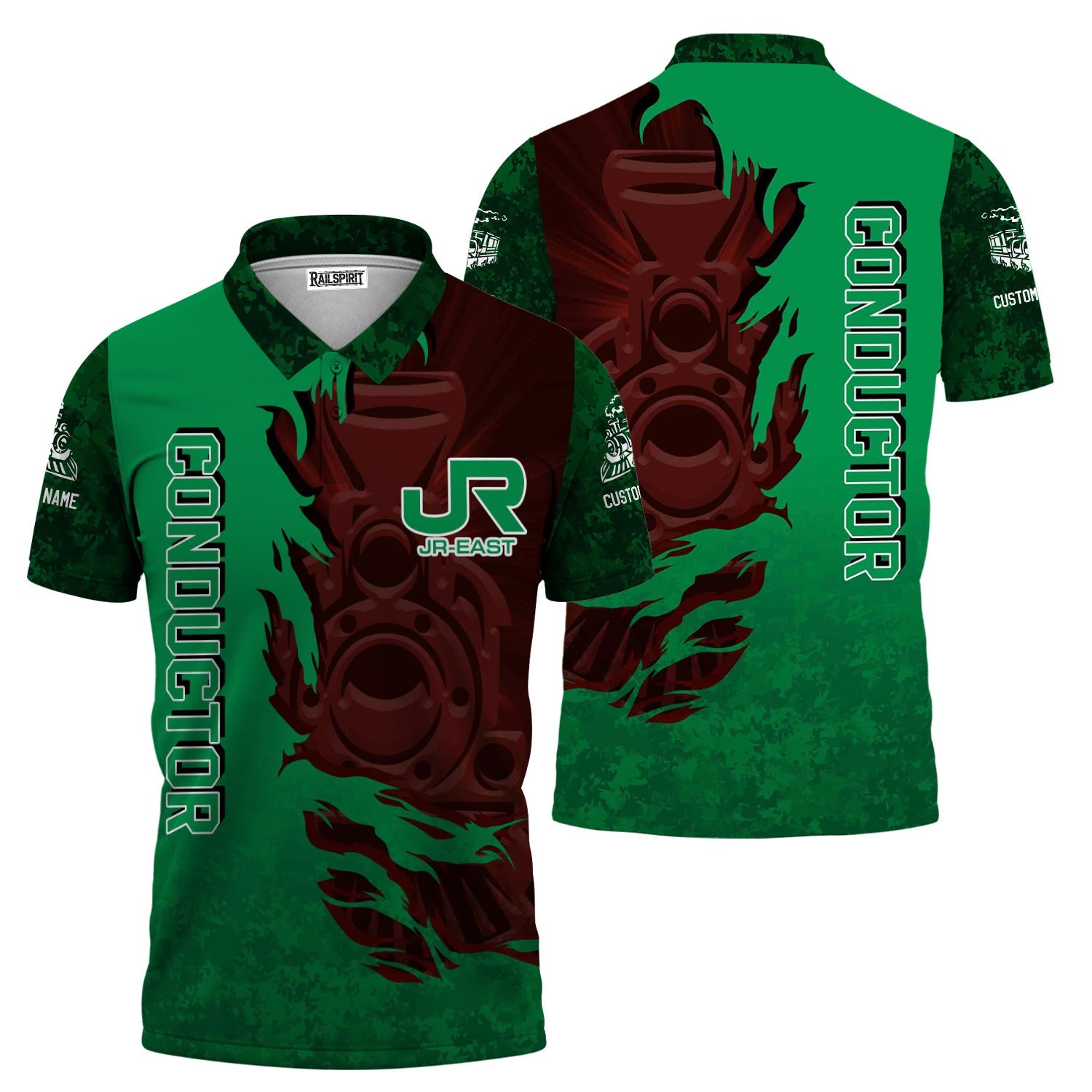 Railspirit Personalized East Japan Railway Polo Shirt Blazing Style with Custom Position JR-EAST Train Shirt