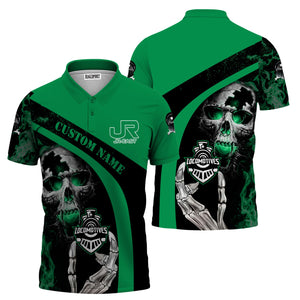 Railspirit Personalized East Japan Railway Polo Shirt Flame Skull Design JR-EAST Train Shirt for Locomotive Fans