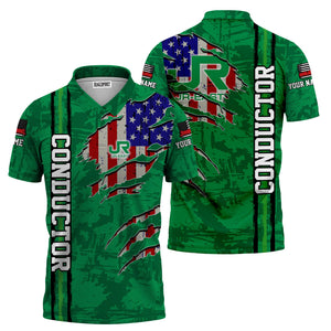 Railspirit Personalized East Japan Railway Polo Shirt USA Flag Claw Art with Custom Job JR-EAST Train Shirt