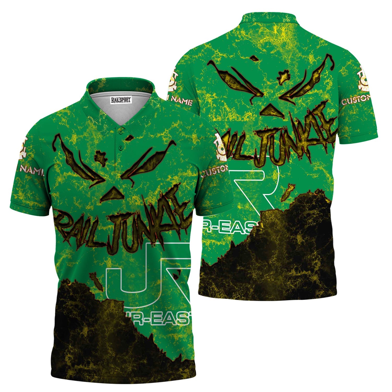 Railspirit Personalized East Japan Railway Polo Shirt Torn Graphic Style JR-EAST Train Shirt For Rail Junkie