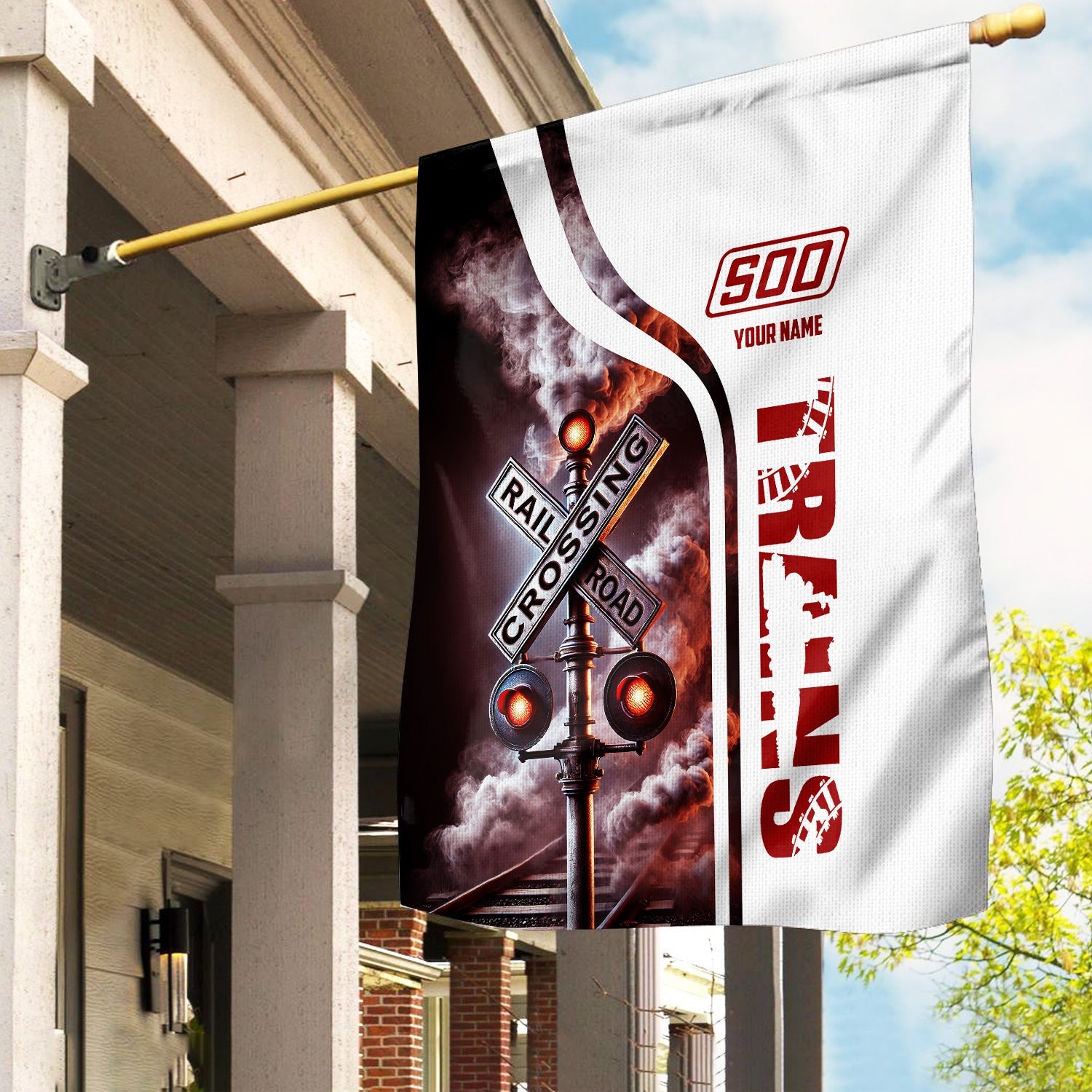 Railspirit Personalized Soo Line Railroad Garden Flag Railroad Crossing Sign Flag All Over Print