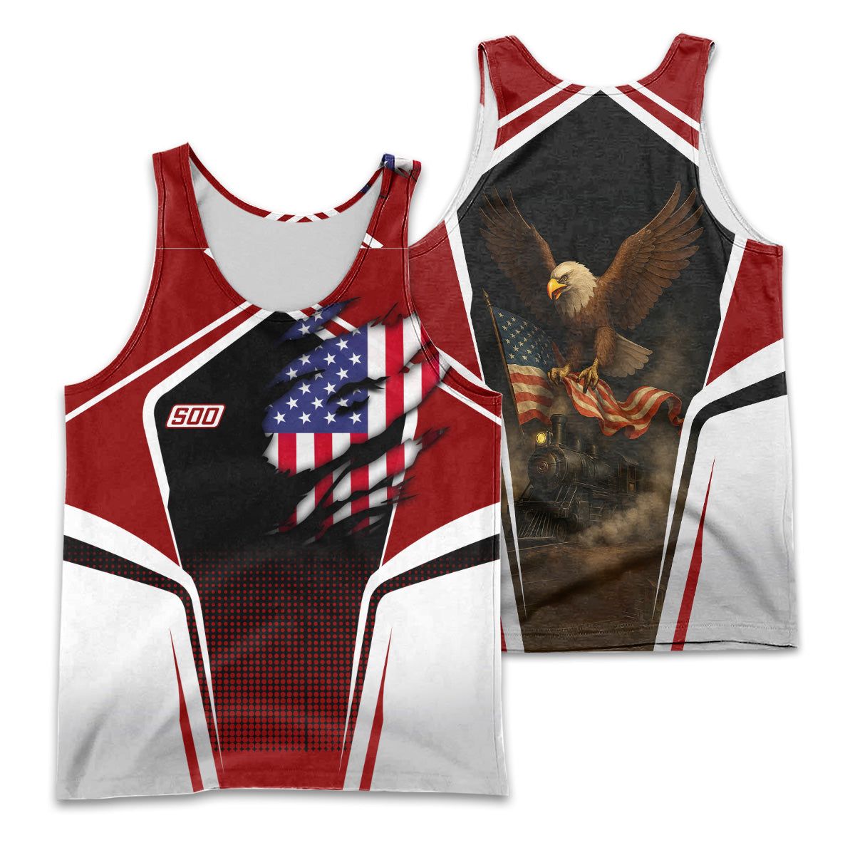 Railspirit Personalized Soo Line Railroad Men Tank Top American Eagle Vintage Train Shirt