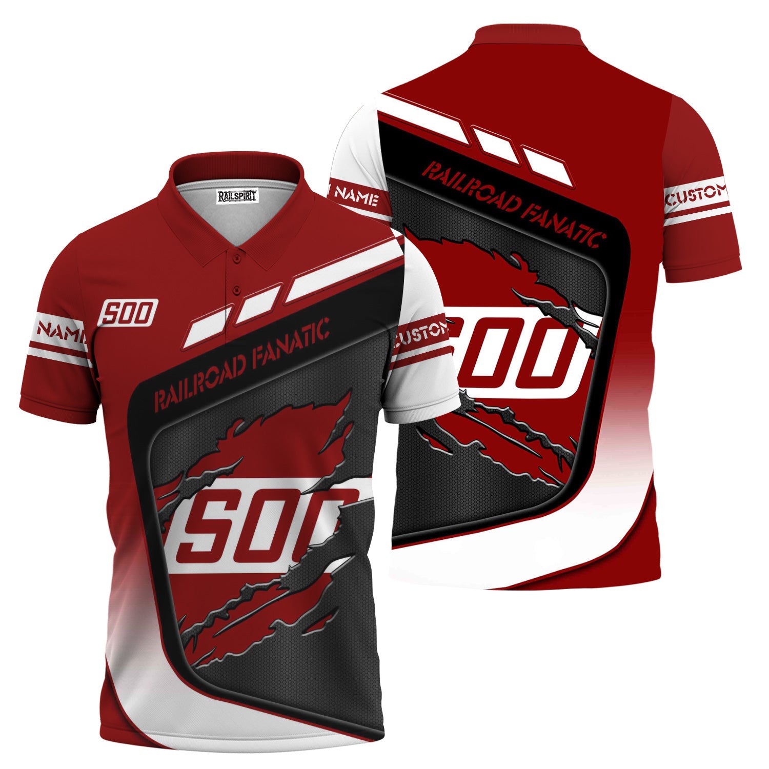 Railspirit Personalized Soo Line Railroad Polo Shirt Ripped Texture Style Train Shirt For Railroad Fanatic