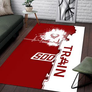 Railspirit Soo Line Railroad Area Rug Engine Heartbeat and Track Love Style Rug Gift Idea For Train Lovers