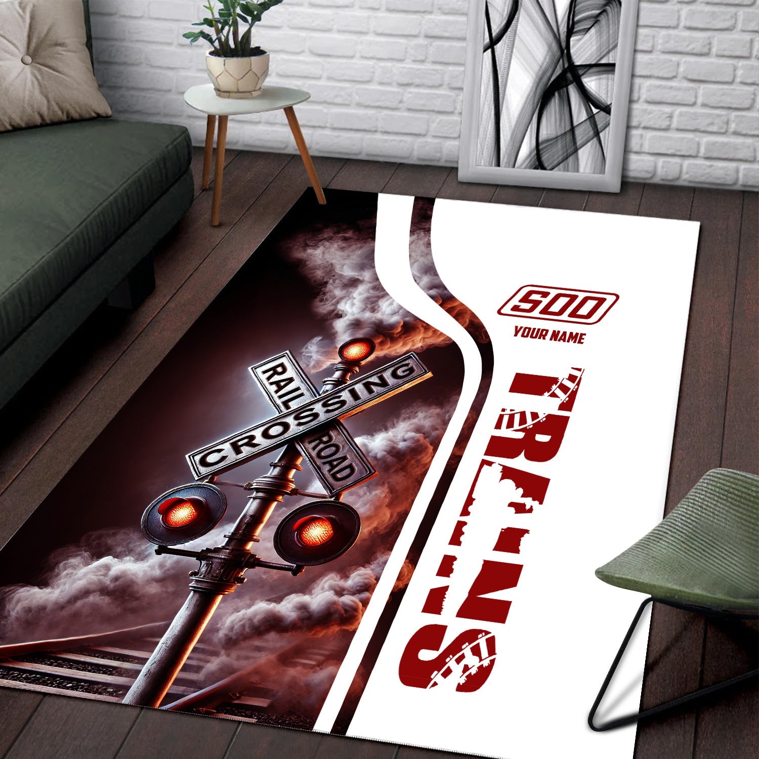 Railspirit Personalized Soo Line Railroad Area Rug Railroad Crossing Sign Rug All Over Print