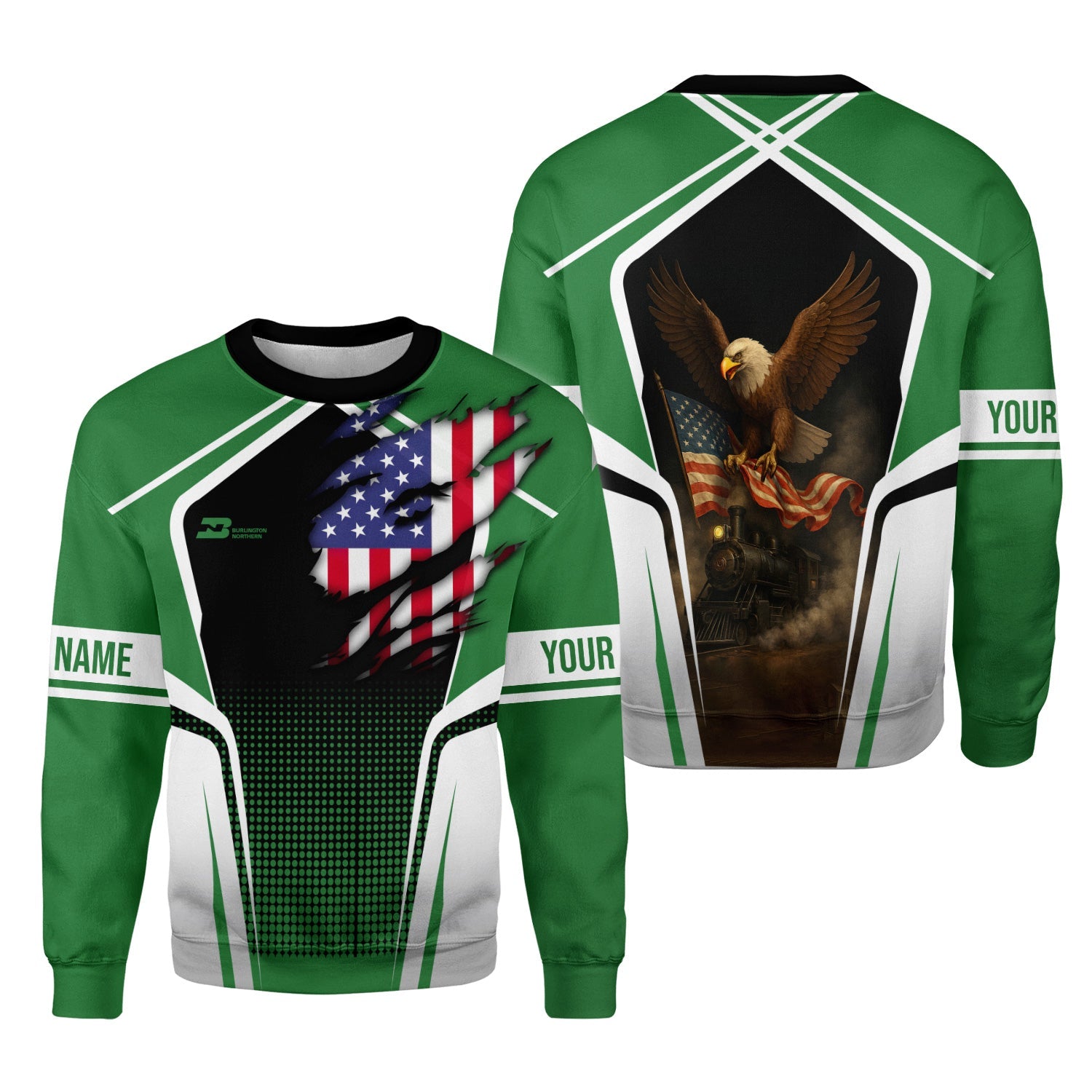 Railspirit Personalized Burlington Northern Railroad Sweatshirt American Eagle Vintage Train Shirt