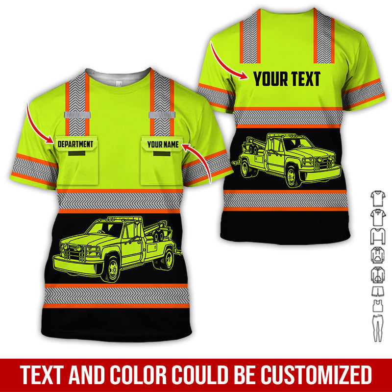 Custom Name Tow Truck Uniform Clothes, 3D Printed Pocket, Personalized T-shirt