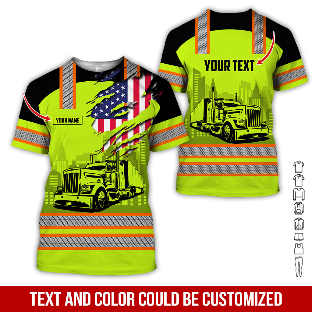 Customized Name Proud Trucker Uniform, Personalized Work Shirt, Truck Driver Gift