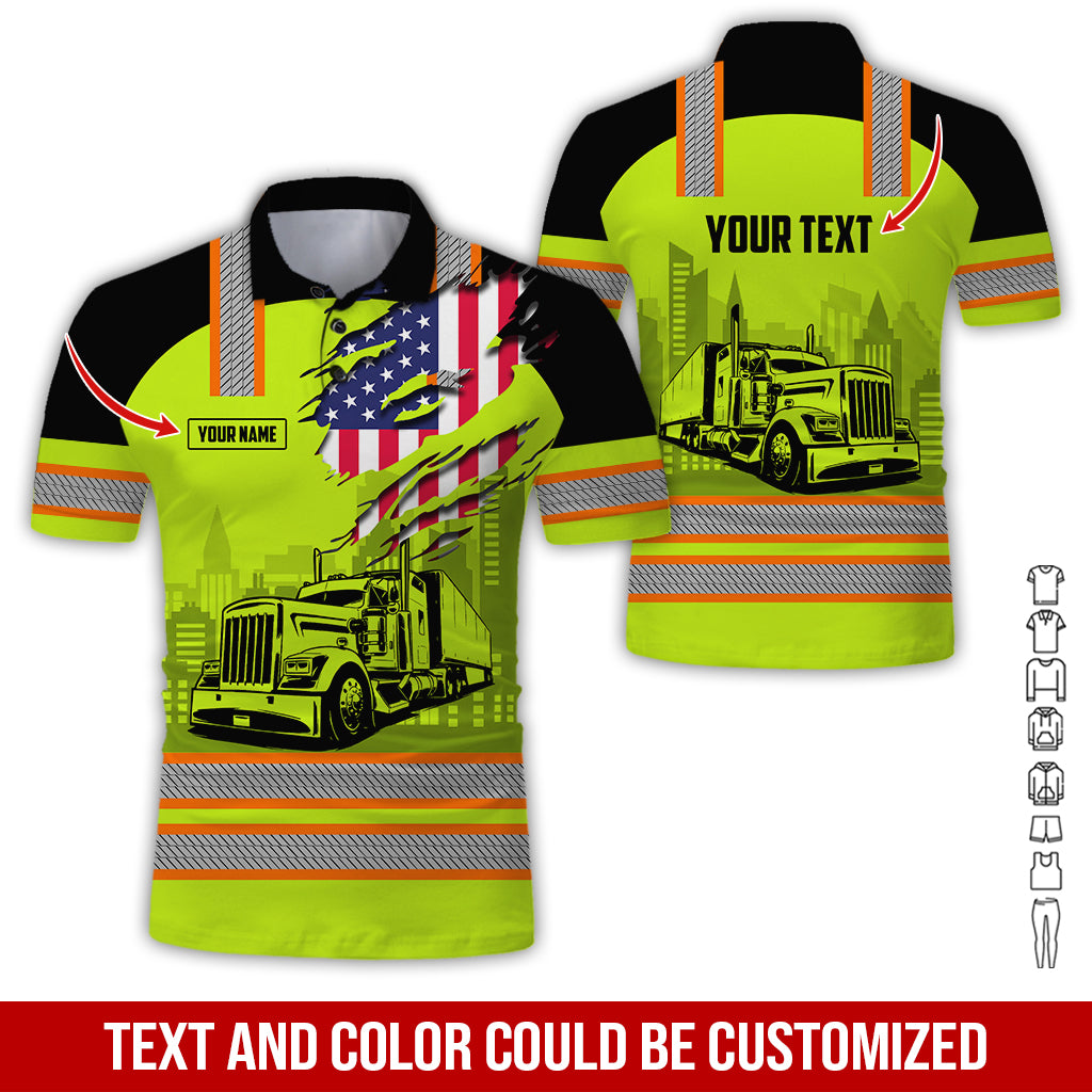 Customized Name Proud Trucker Uniform, Personalized Work Shirt, Truck Driver Gift