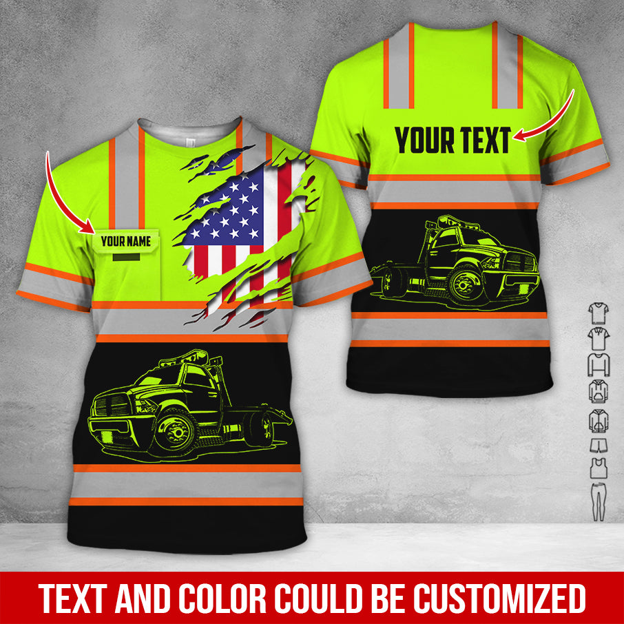 Custom Name Tow Truck Halloween 3D Printed Clothes, Personalized Tow Driver Gear