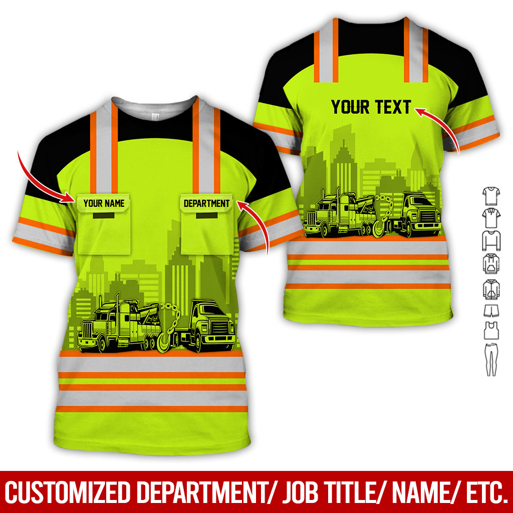 Custom Name Love Towing Truck Clothes, 3D Printed Pocket, Personalized Tow Truck Gear