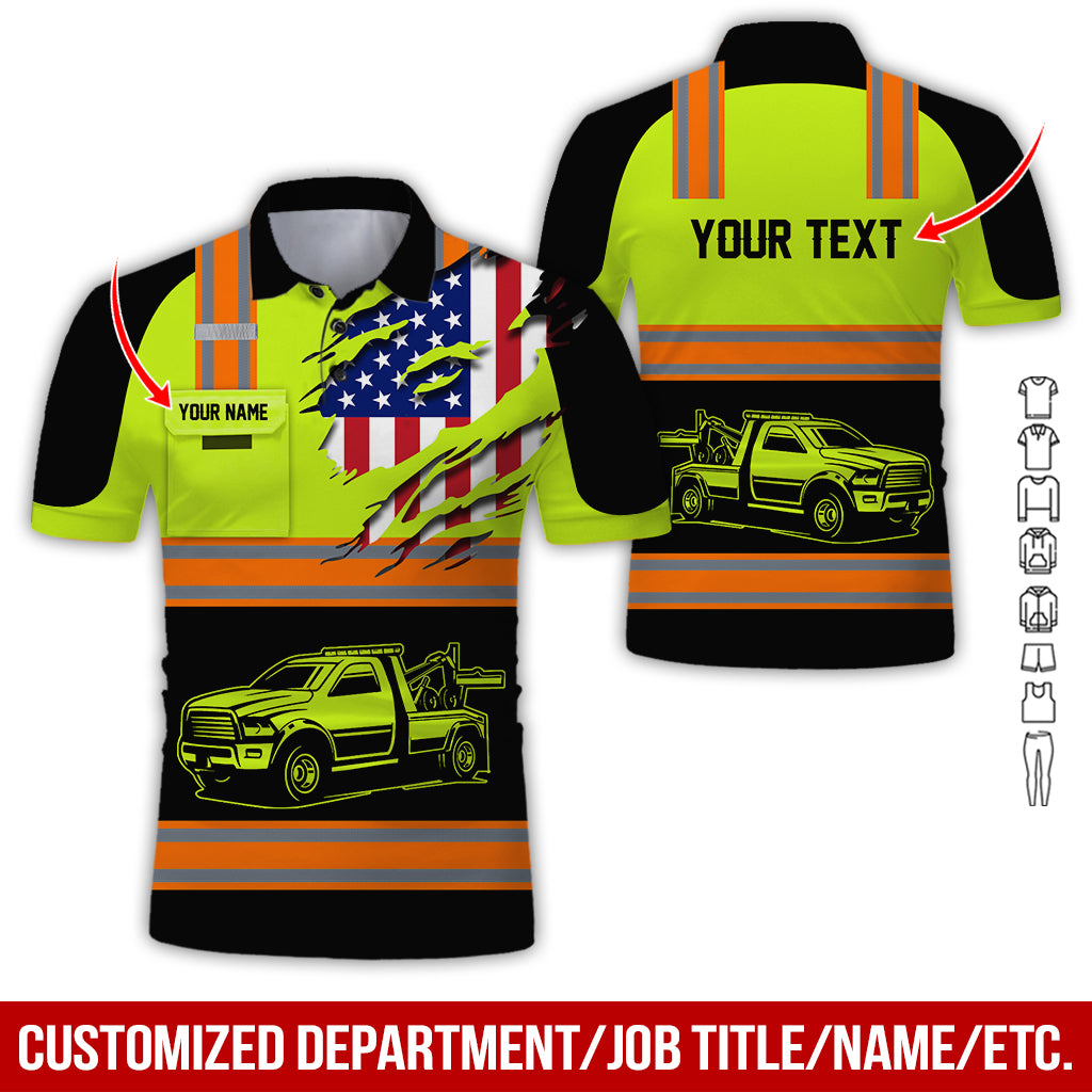 Customized Name Car Hauler Truck Printed Pocket Shirt, Ideal for Truck Fans