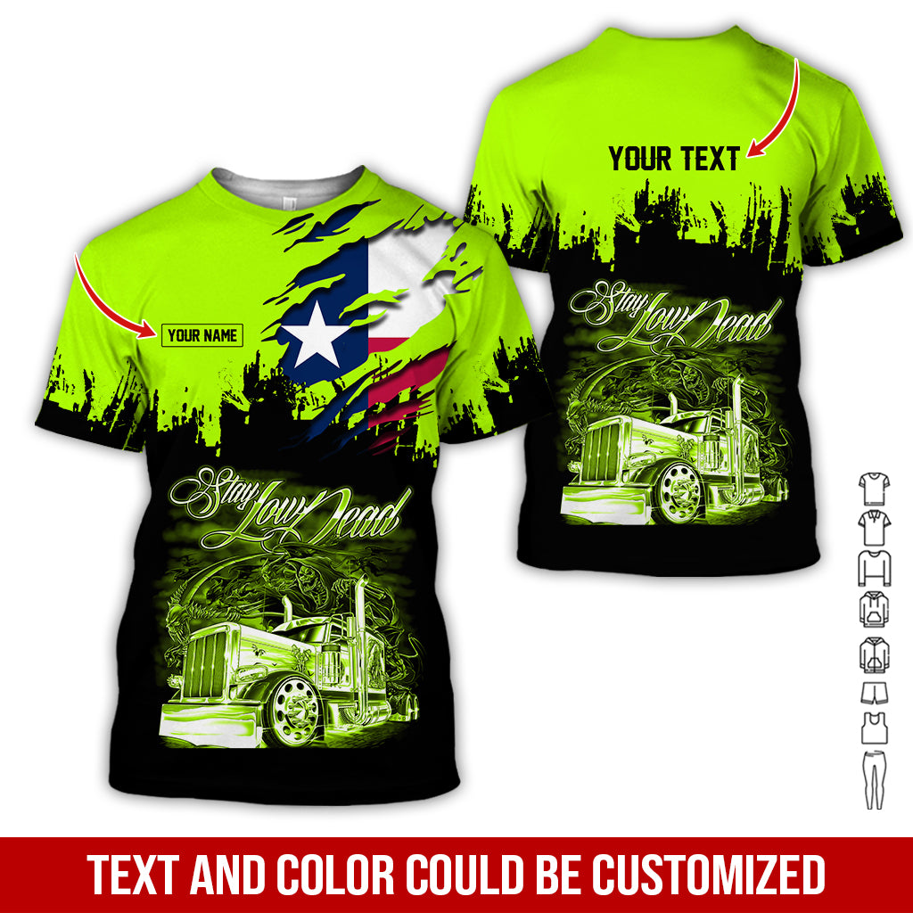 Custom Name and Text Semi Truck Uniform 3D Printed Clothes, Personalized Trucker T-shirt