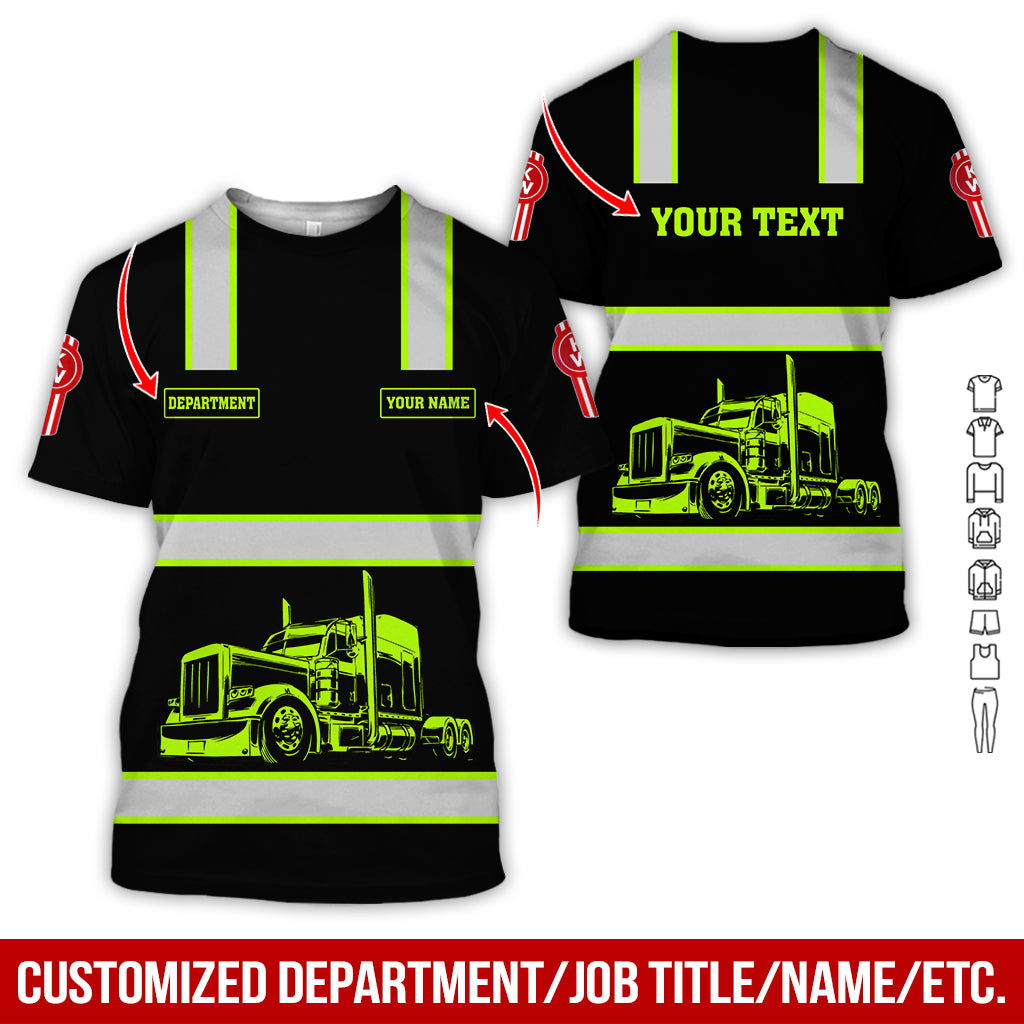 Custom Name Love Truck Shirt, 3D Printed Graphics, Personalized Gift For Driver