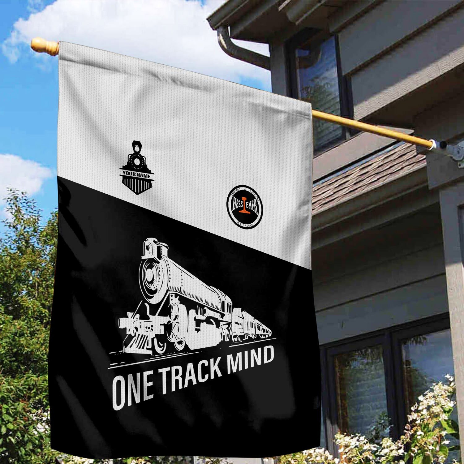 Railspirit Personalized Bessemer And Lake Erie Railroad Garden Flag One Track Mind Flag Gift Idea For Train Lover