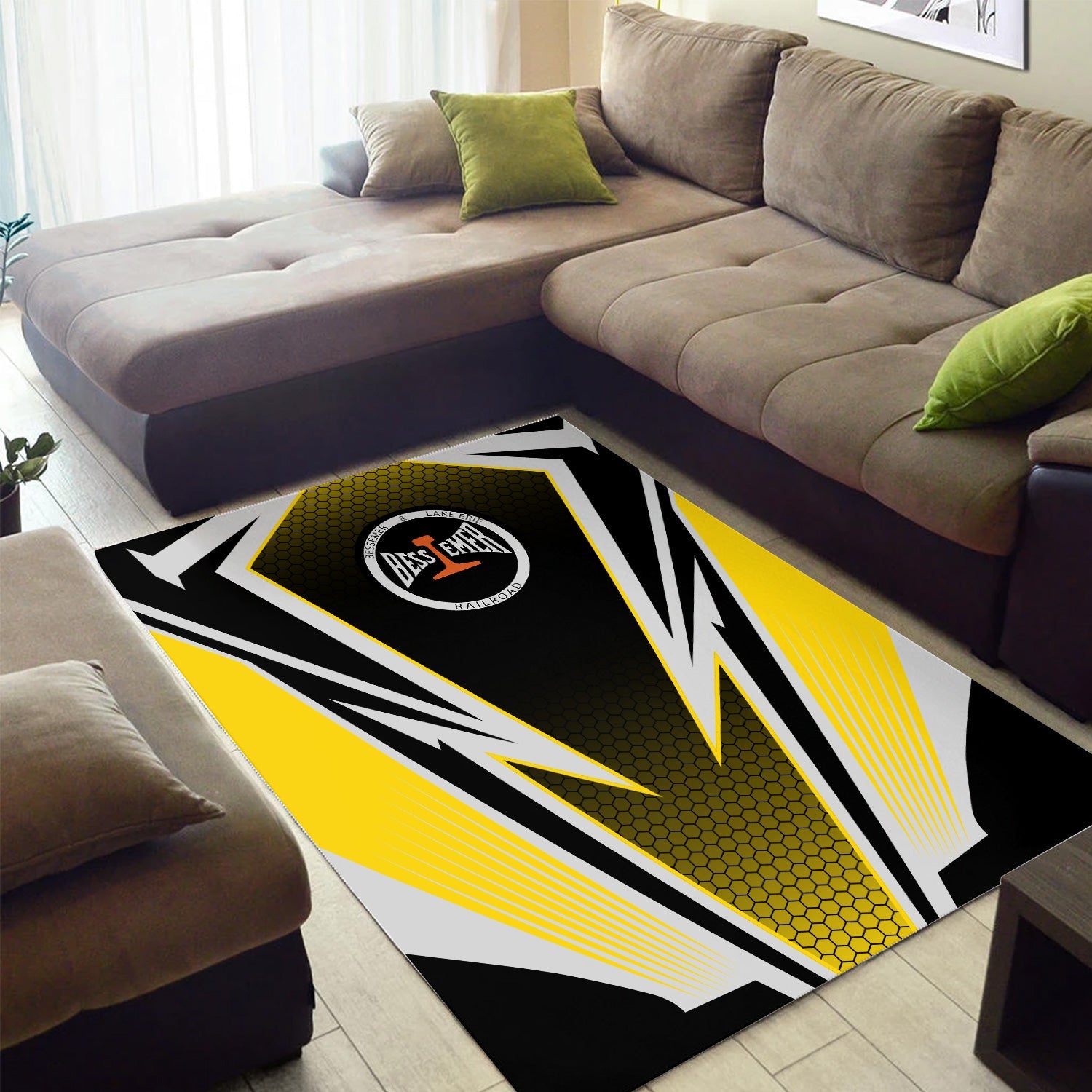 Railspirit Bessemer And Lake Erie Railroad Area Rug Lightning Graphic Style Rug Gift Idea For Train Lover