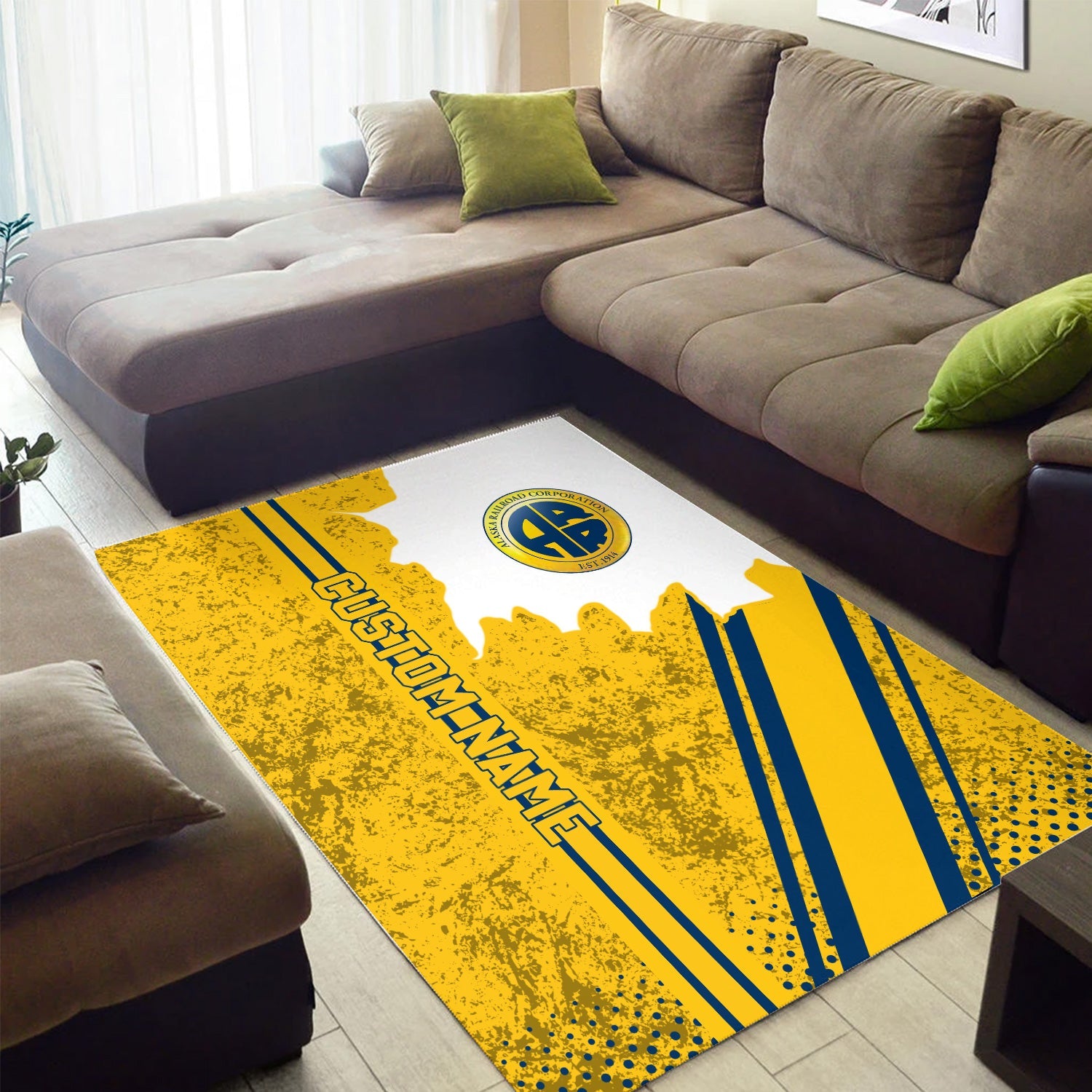 Railspirit Personalized Alaska Railroad Area Rug Vintage All Over Printed Rug