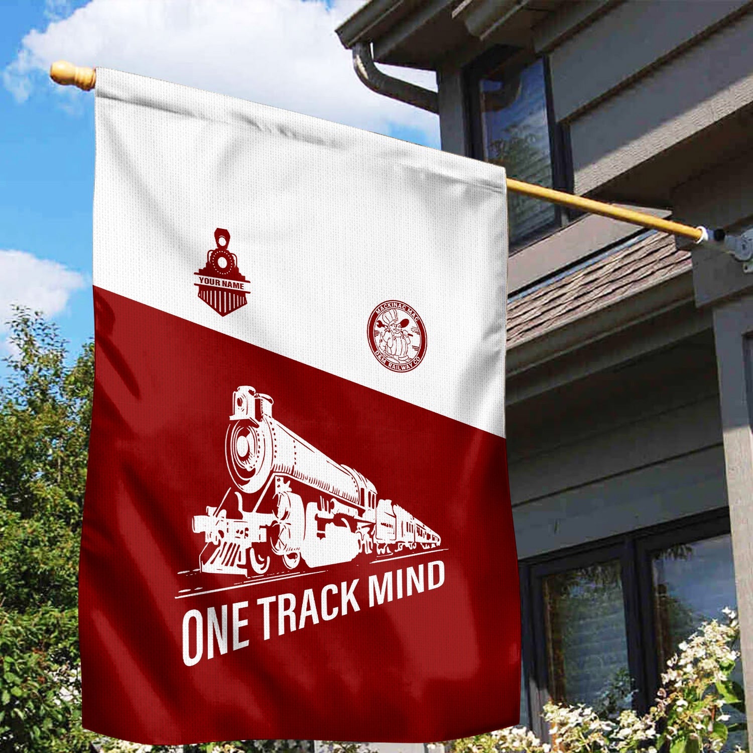 Railspirit Personalized Detroit & Mackinac Railroad Garden Flag One Track Mind Flag Gift Idea For Train Lover