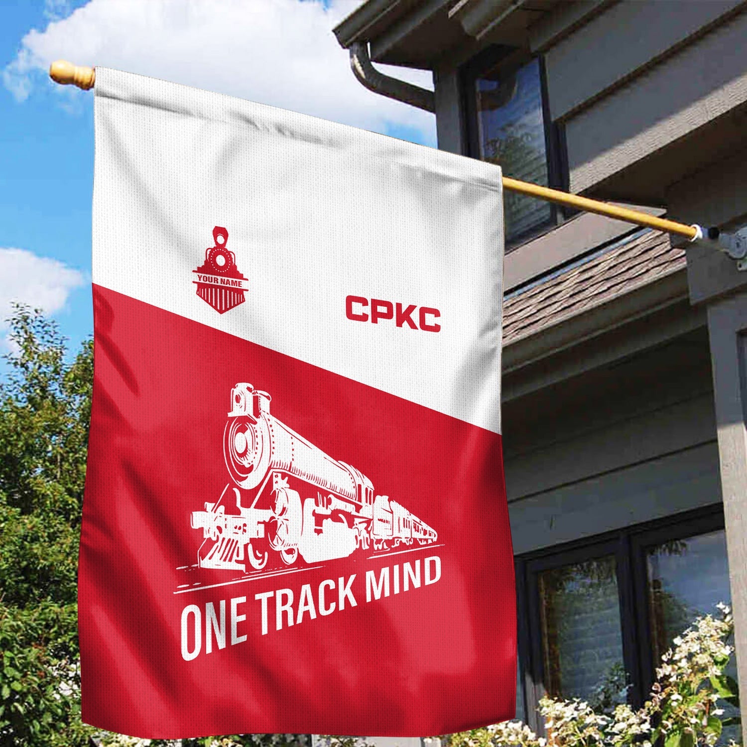 Railspirit Personalized Canadian Pacific Kansas City Garden Flag One Track Mind CPKC Flag Gift Idea For Train Lover