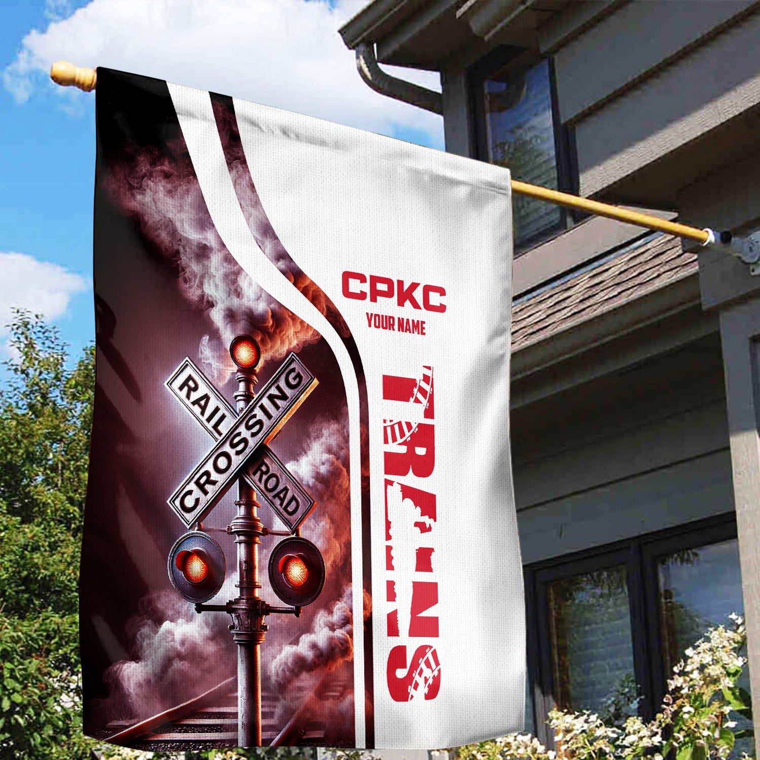 Railspirit Personalized Canadian Pacific Kansas City Garden Flag Railroad Crossing Sign CPKC Flag All Over Print