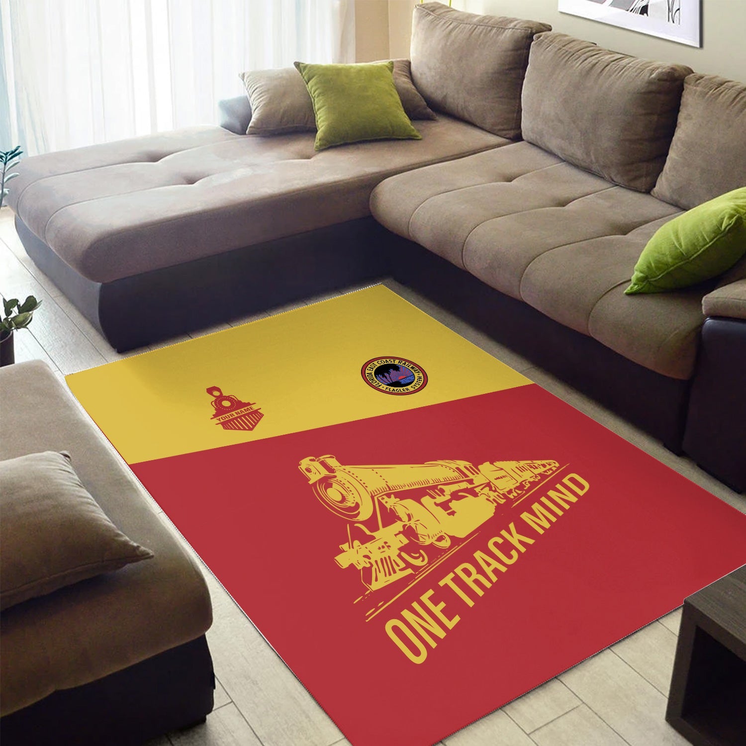 Railspirit Personalized Florida East Coast Railway Area Rug One Track Mind Train Rug Gift Idea For Train Lover
