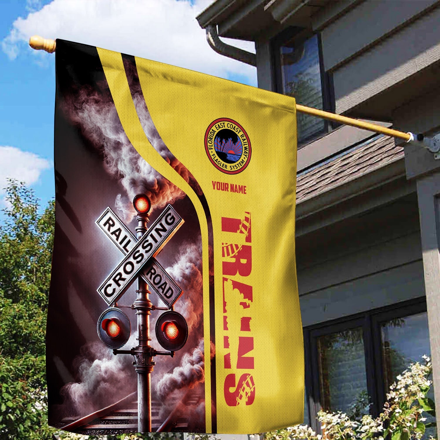 Railspirit Personalized Florida East Coast Railway Garden Flag Railroad Crossing Sign Flag All Over Print