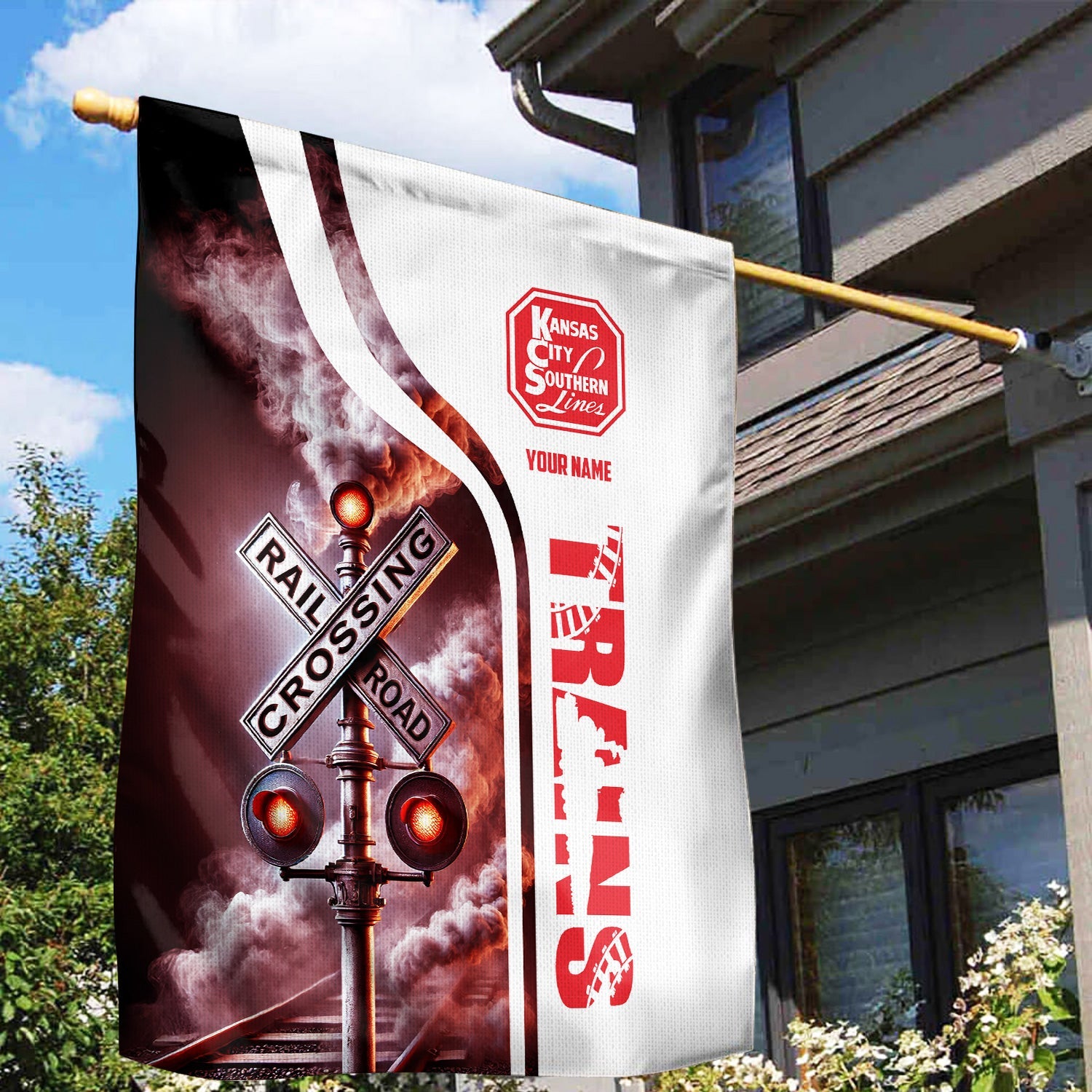 Railspirit Personalized Kansas City Southern Garden Flag Railroad Crossing Sign Flag All Over Print