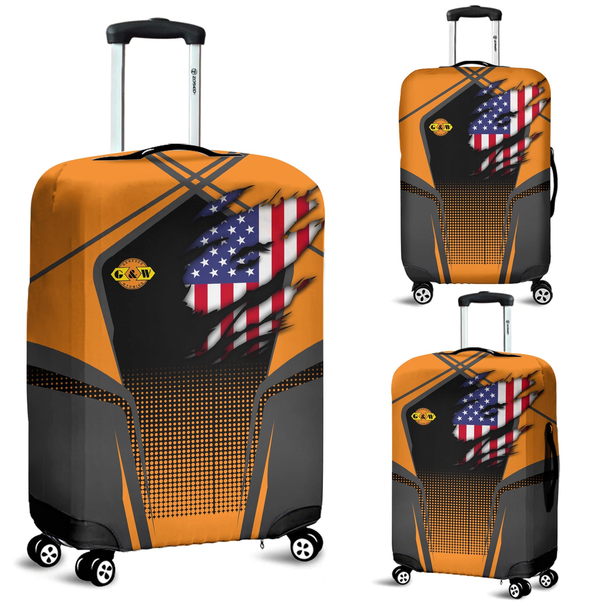 Railspirit Personalized Genesee & Wyoming Inc. Railroad Luggage Cover American Eagle Vintage Train Luggage Protection