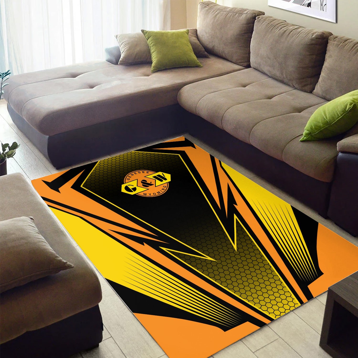 Railspirit Genesee & Wyoming Inc. Railroad Area Rug Lightning Graphic Style Rug Gift Idea For Train Lover