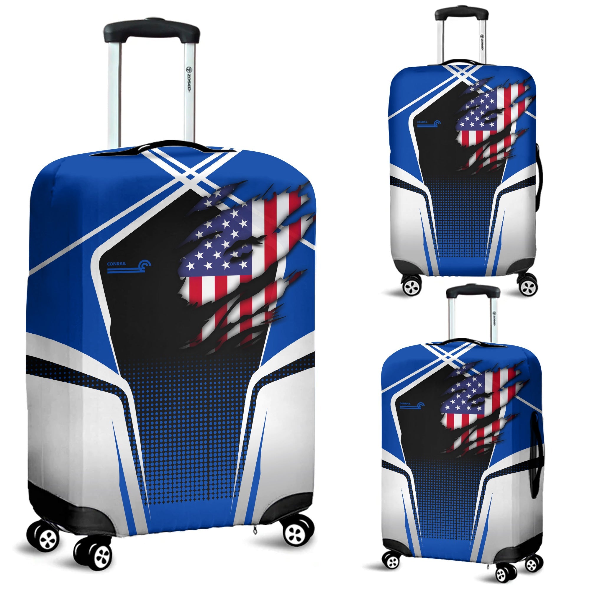 Railspirit Personalized Conrail Railroad Luggage Cover American Eagle Vintage Train Luggage Protection