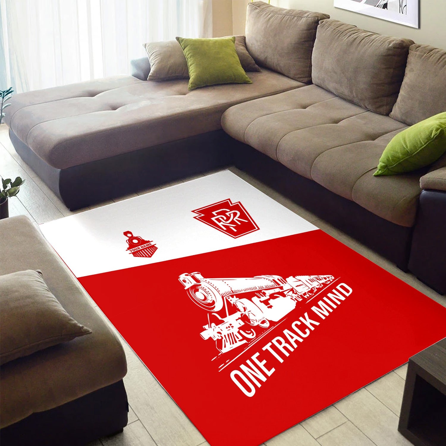 Railspirit Personalized Pennsylvania Railroad Area Rug One Track Mind Train Rug Gift Idea For Train Lover