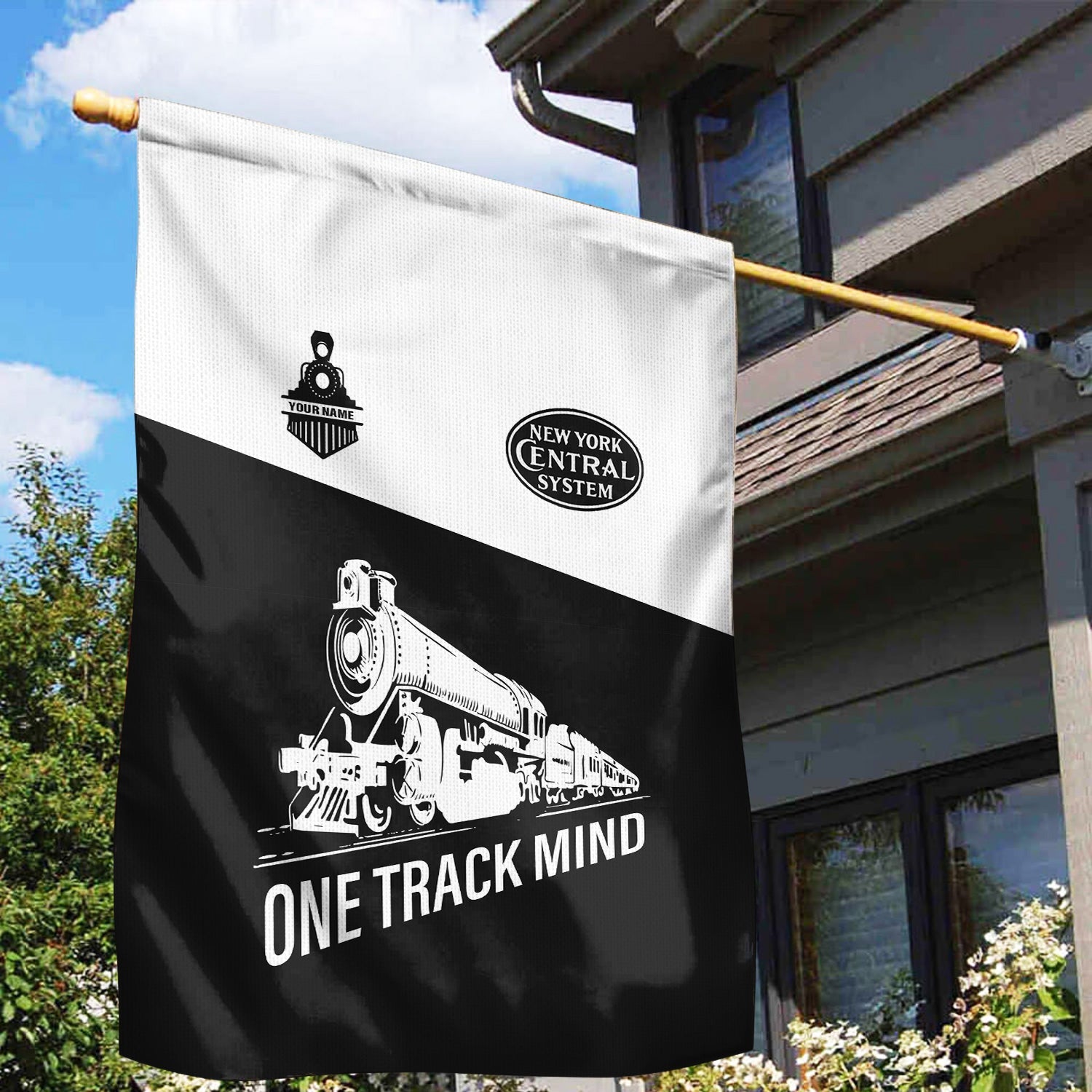Railspirit Personalized New York Central Railroad Garden Flag One Track Mind Flag Gift Idea For Train Lover