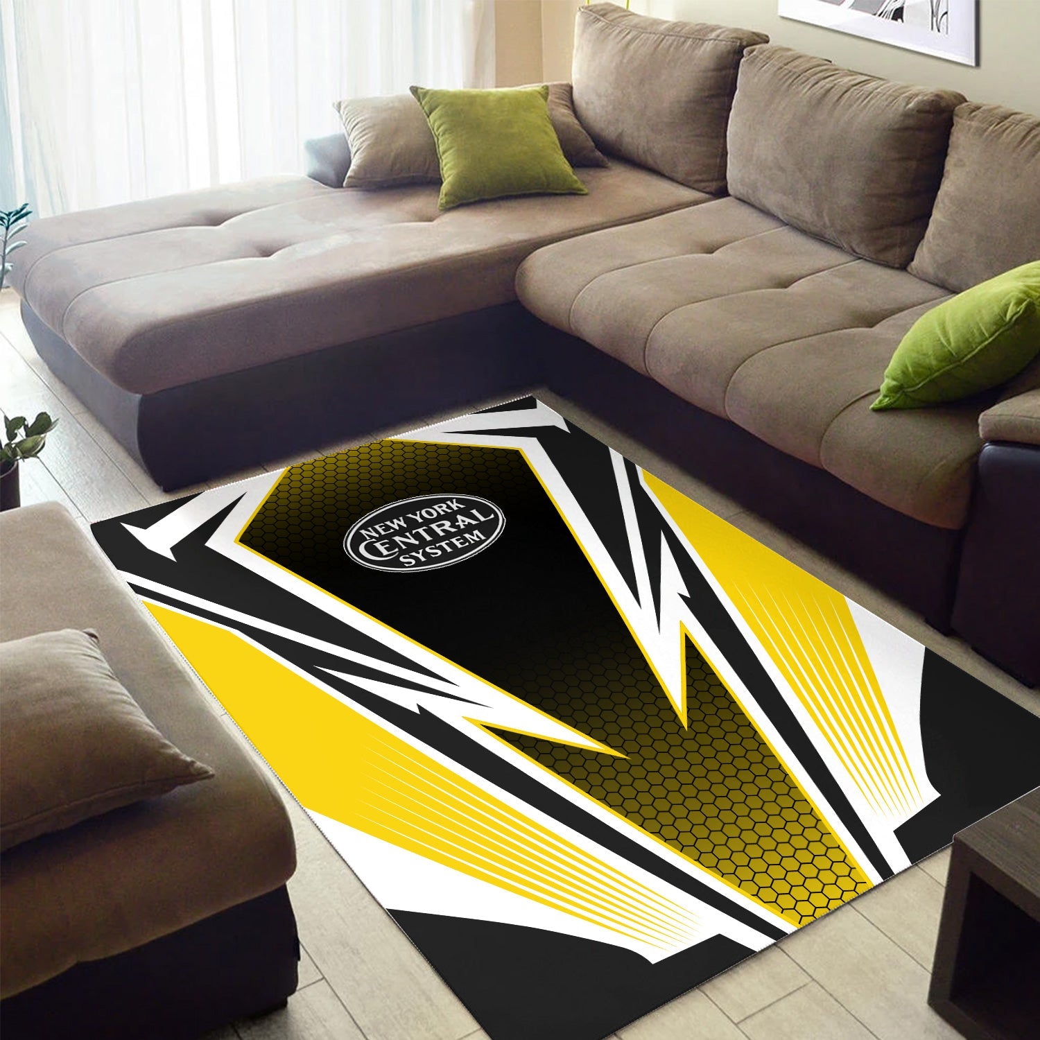 Railspirit New York Central Railroad Area Rug Lightning Graphic Style Rug Gift Idea For Train Lover