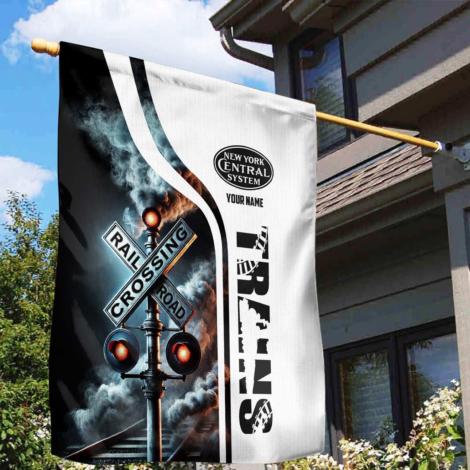 Railspirit Personalized New York Central Railroad Garden Flag Railroad Crossing Sign Flag All Over Print