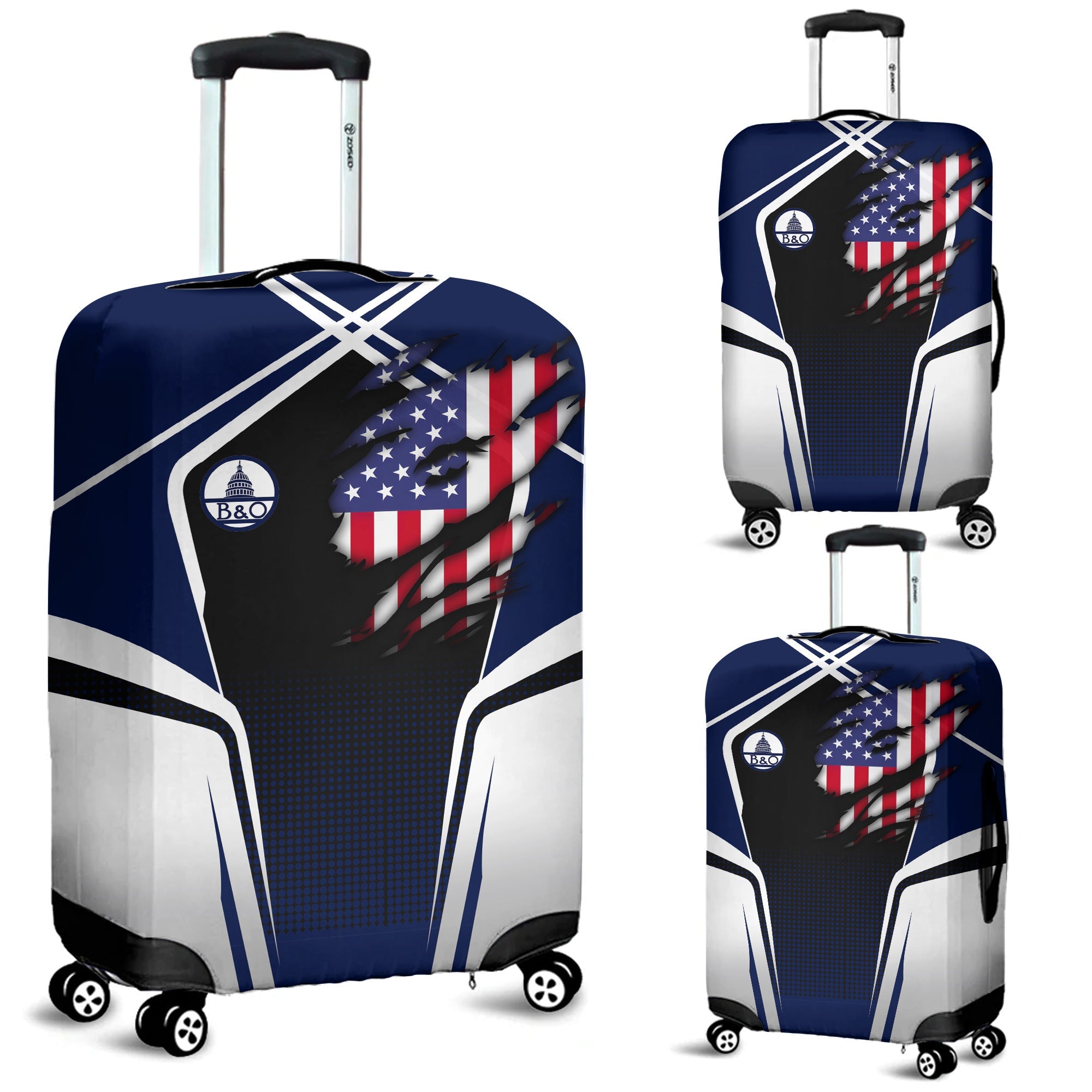 Railspirit Personalized Baltimore and Ohio Railroad Luggage Cover American Eagle Vintage Train B&O Luggage Protection