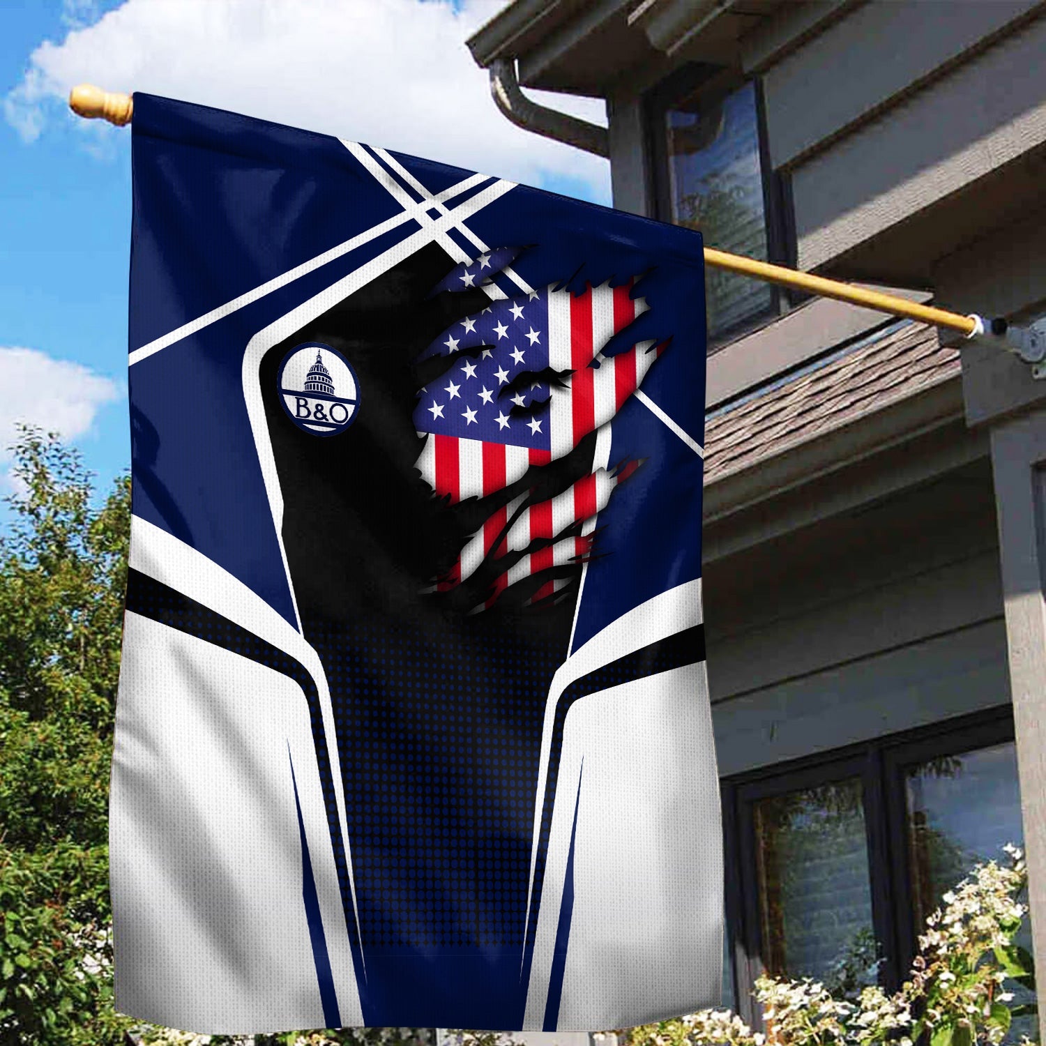Railspirit Personalized Baltimore and Ohio Railroad Garden Flag American Vintage B&O All Over Printed Flag