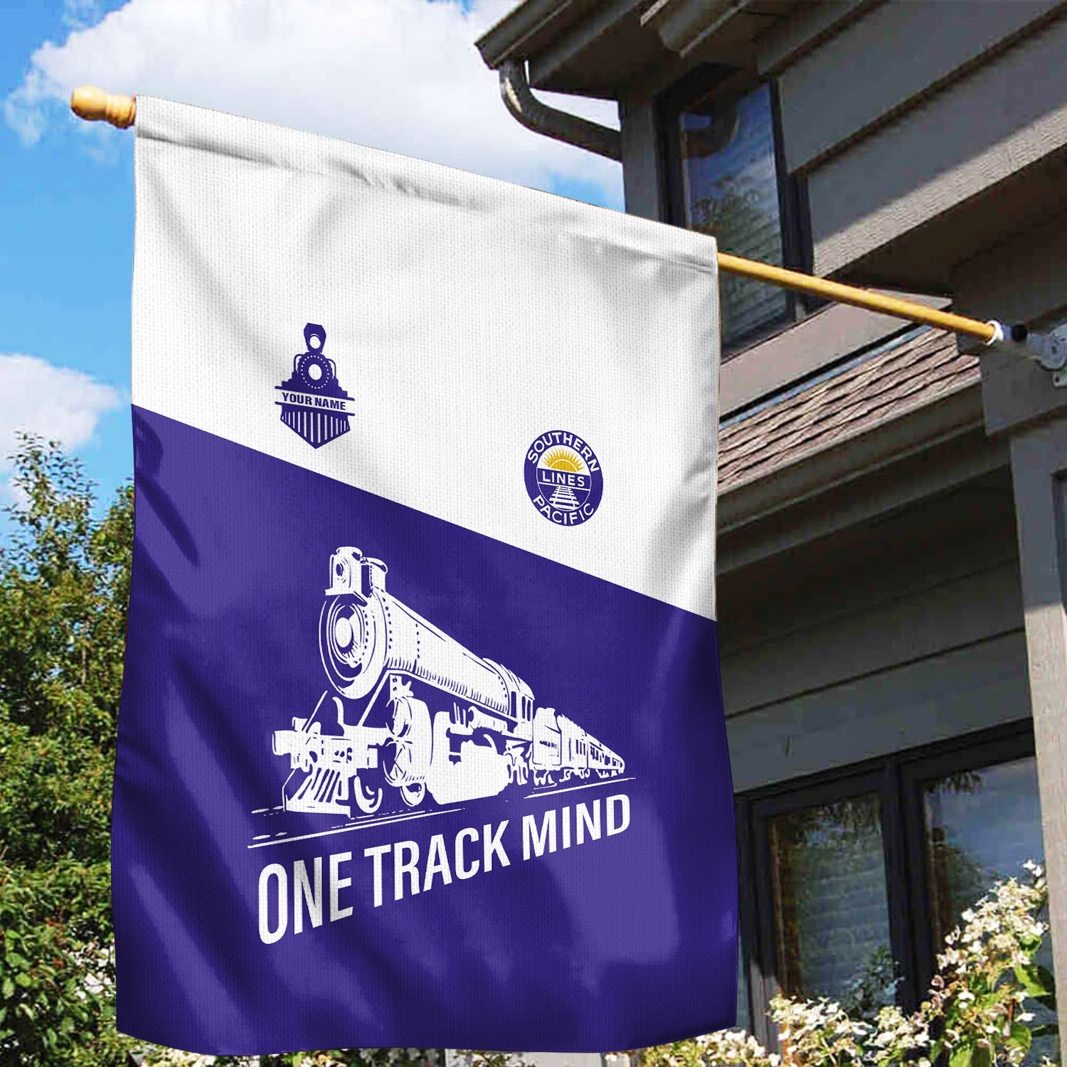 Railspirit Personalized Southern Pacific Railroad Garden Flag One Track Mind Flag Gift Idea For Train Lover