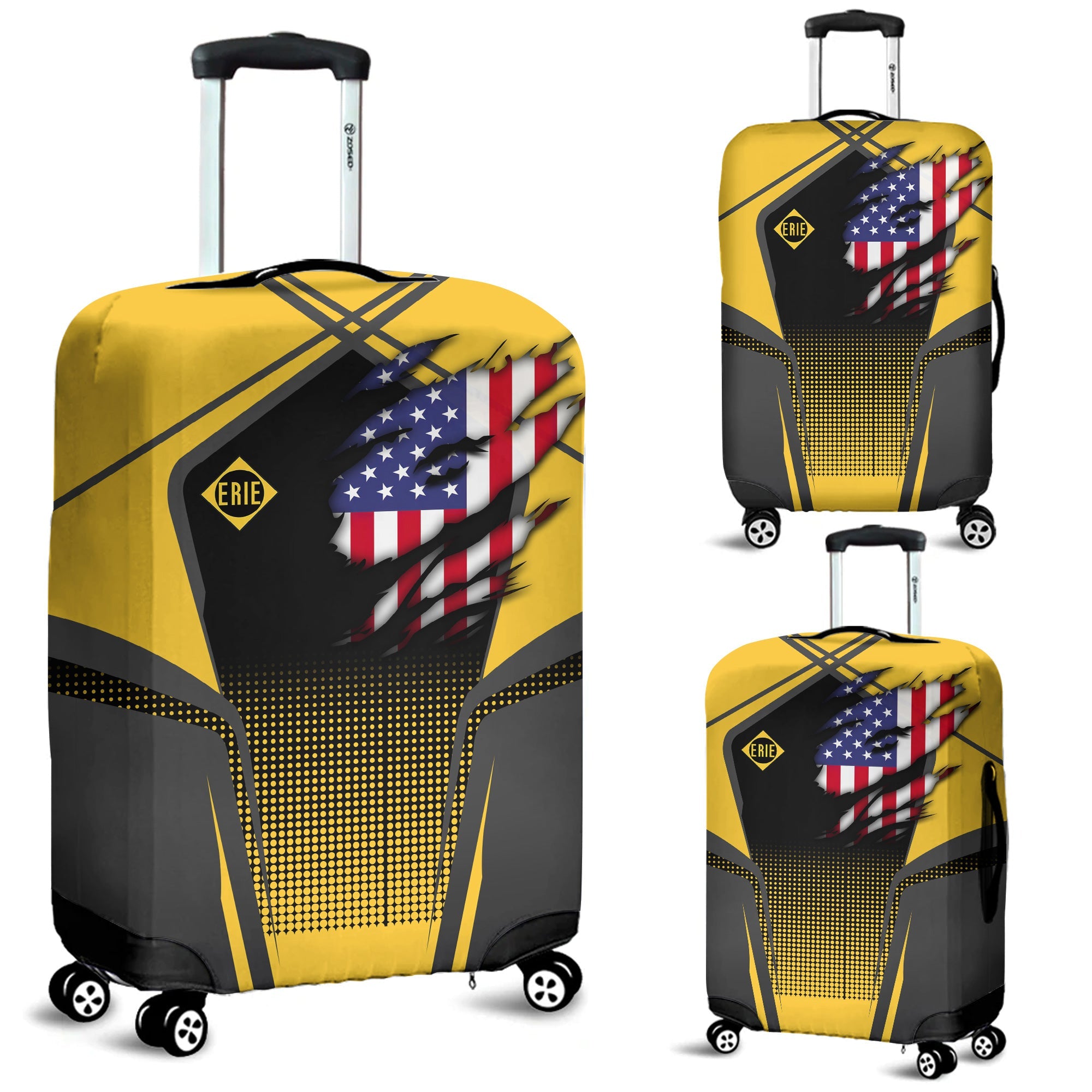 Railspirit Personalized Erie Railroad Luggage Cover American Eagle Vintage Train Luggage Protection