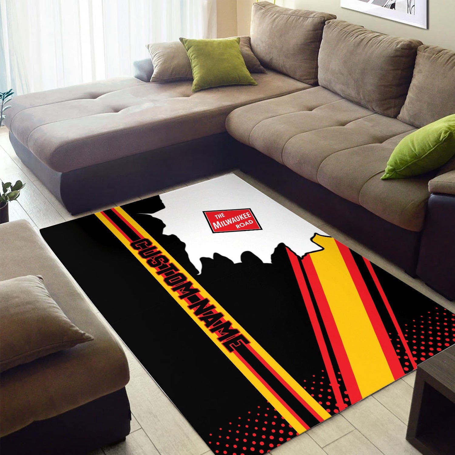 Railspirit Personalized Chicago, Milwaukee, St. Paul and Pacific Railroad Area Rug Vintage Milwaukee Road All Over Printed Rug