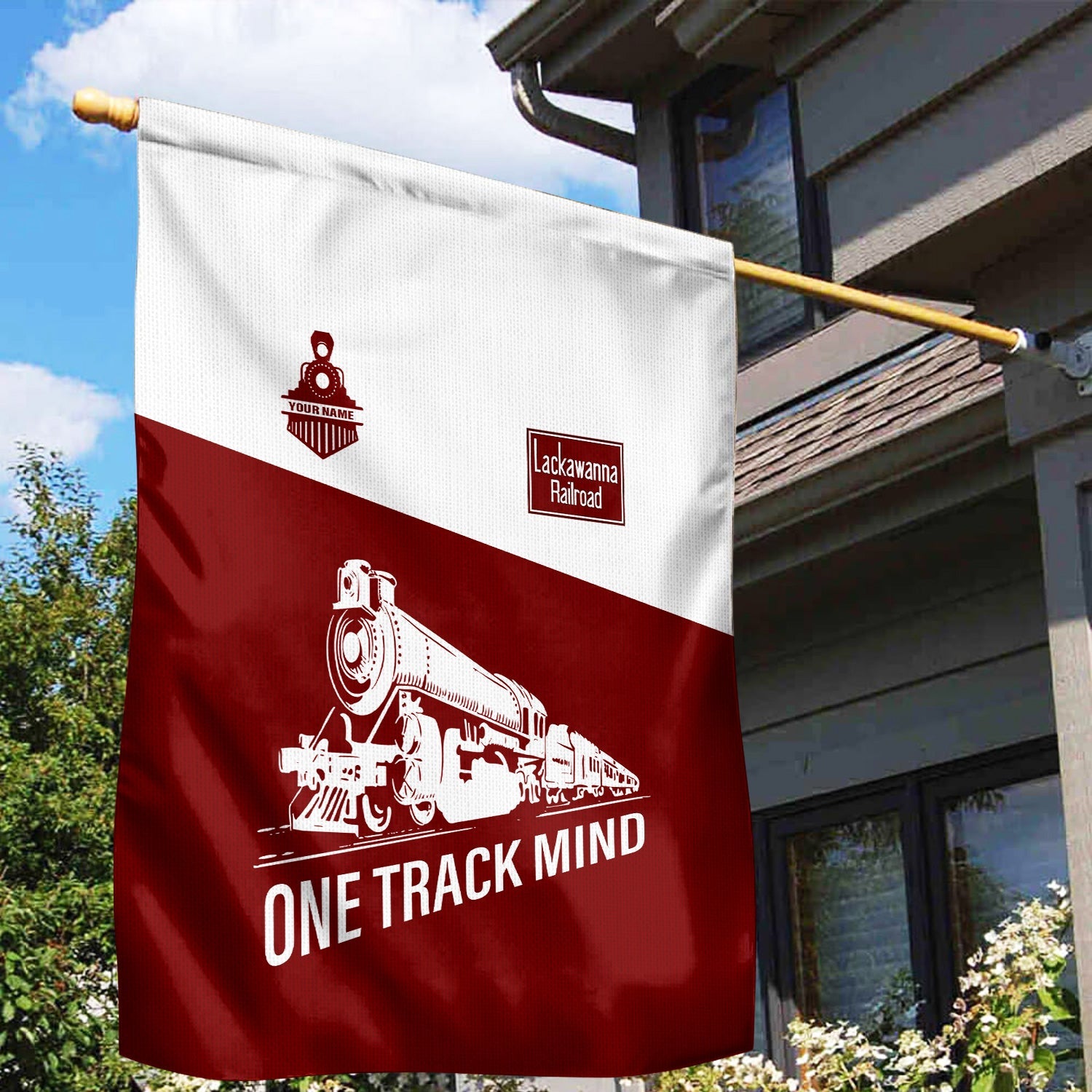 Railspirit Personalized Delaware, Lackawanna and Western Railroad Garden Flag One Track Mind DL&W Flag Gift Idea For Train Lover