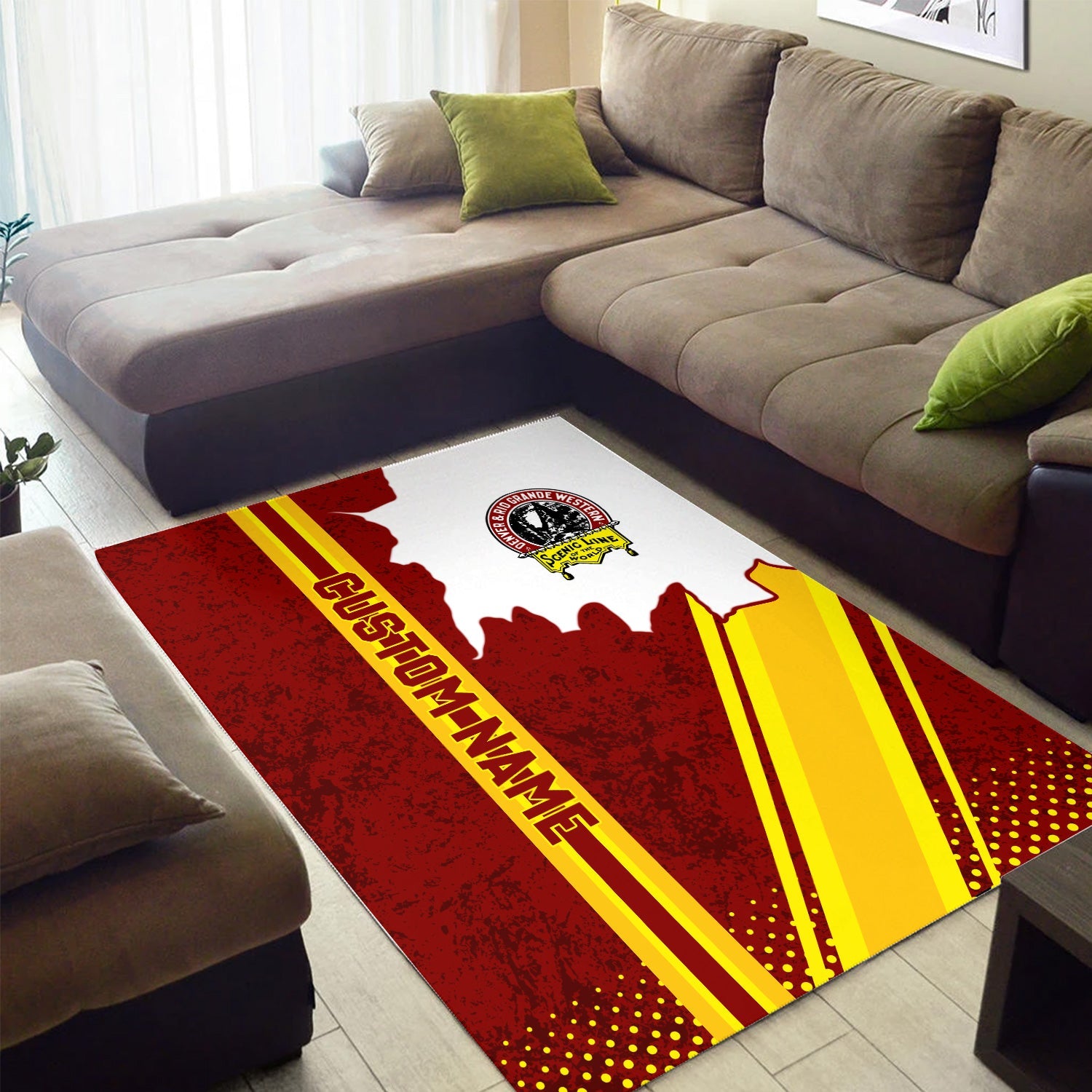 Railspirit Personalized Denver and Rio Grande Western Railroad Area Rug Vintage All Over Printed Rug