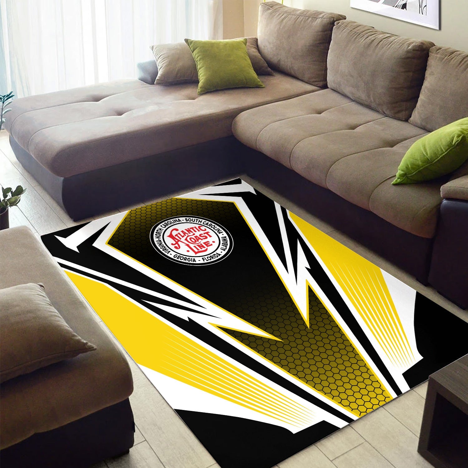 Railspirit Atlantic Coast Line Railroad Area Rug Lightning Graphic Style Rug Gift Idea For Train Lover