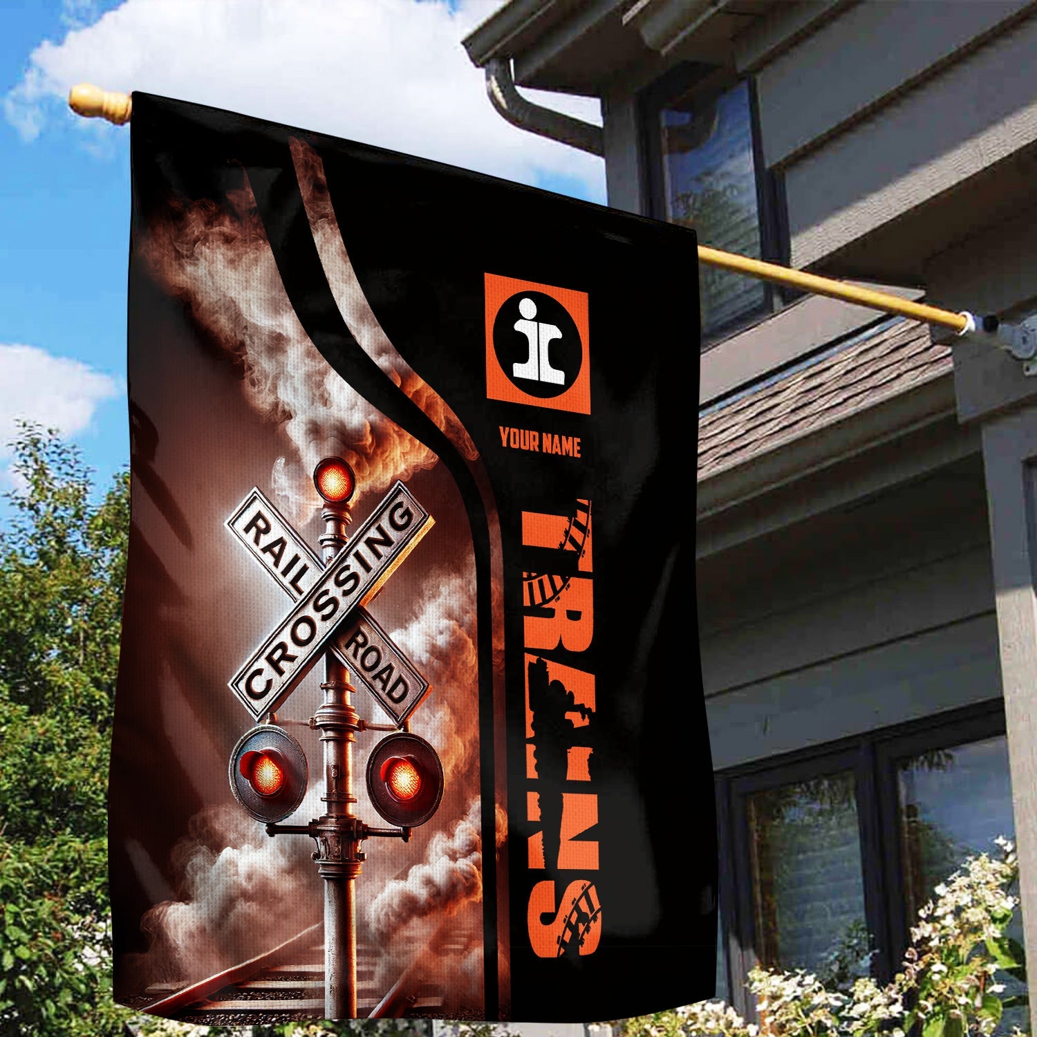 Railspirit Personalized Illinois Central Railroad Garden Flag Railroad Crossing Sign Flag All Over Print