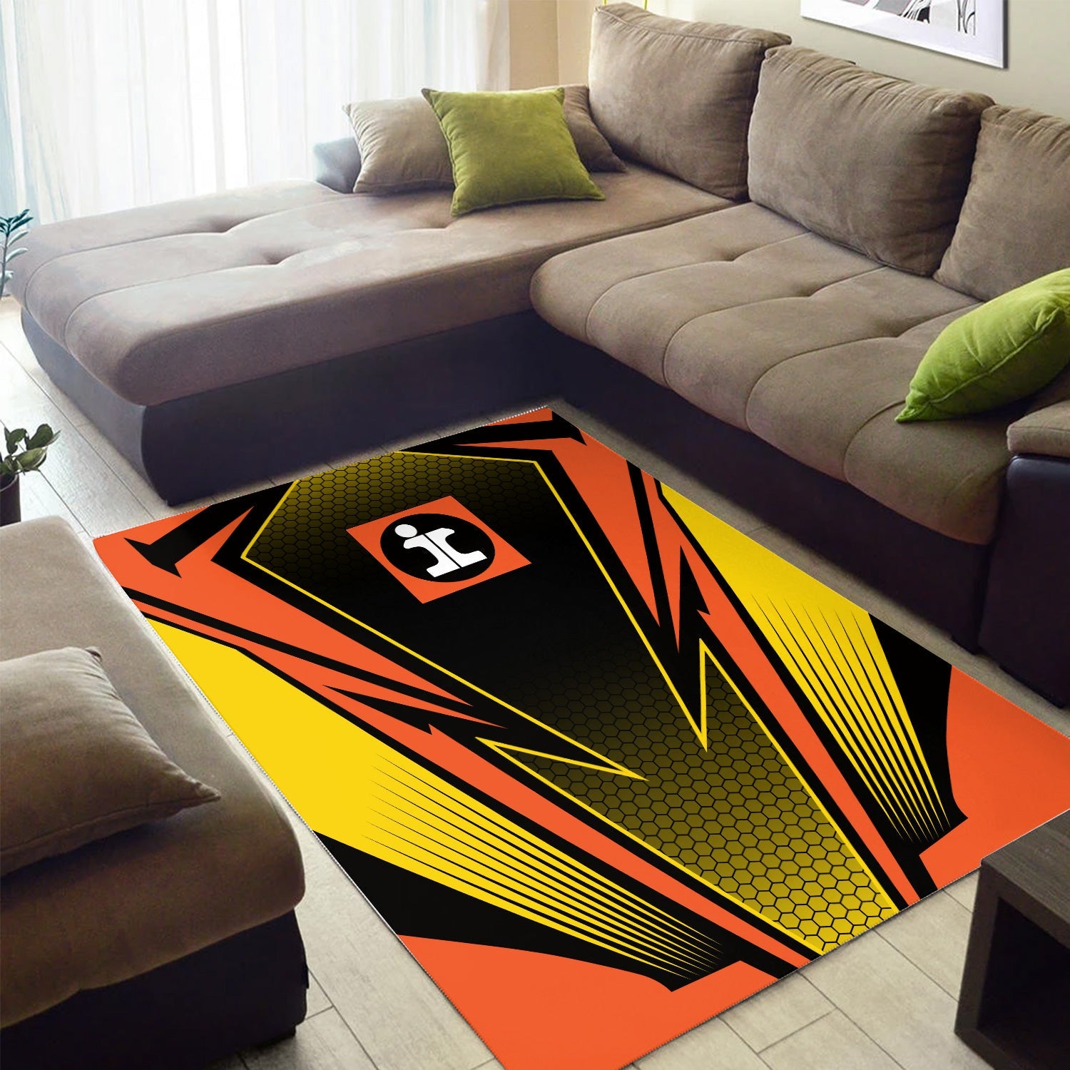 Railspirit Illinois Central Railroad Area Rug Lightning Graphic Style Rug Gift Idea For Train Lover