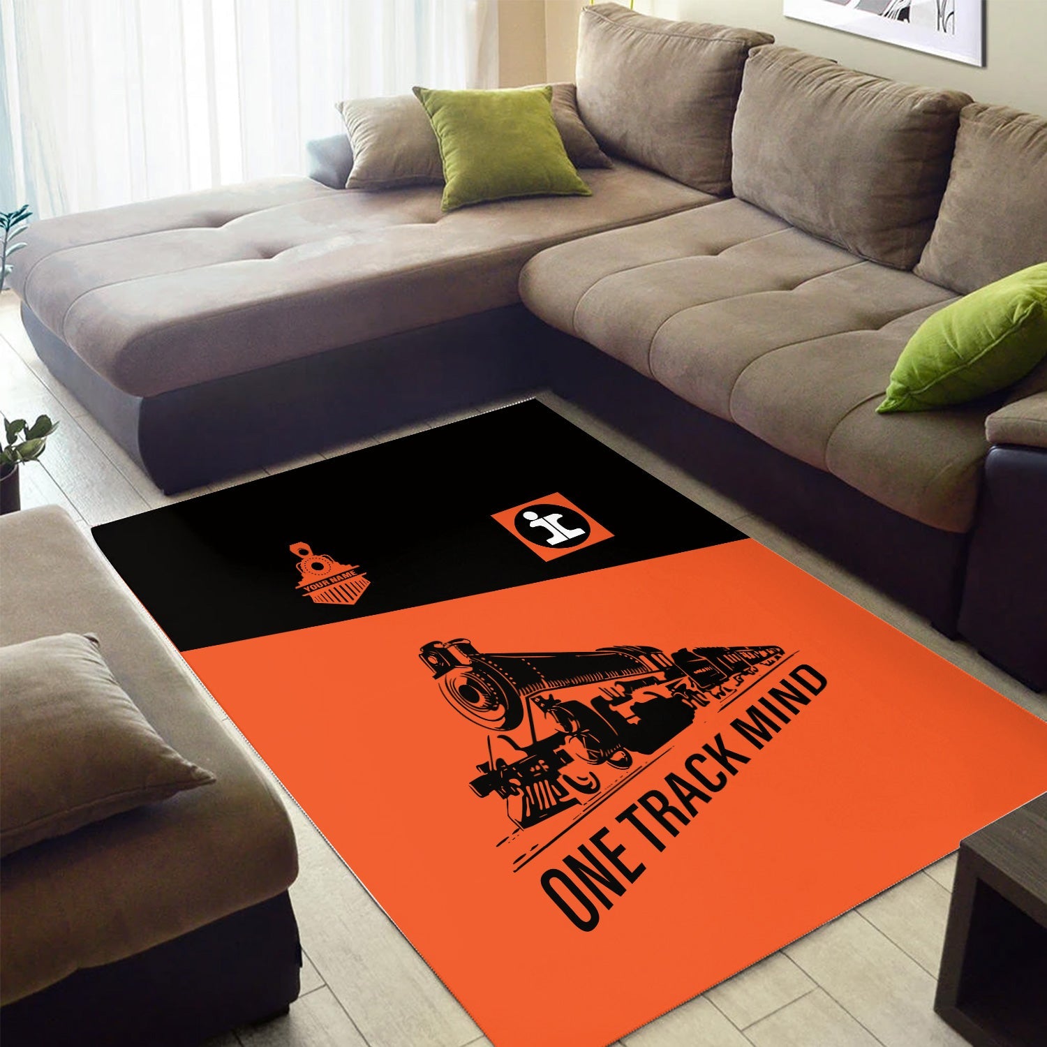 Railspirit Personalized Illinois Central Railroad Area Rug One Track Mind Train Rug Gift Idea For Train Lover