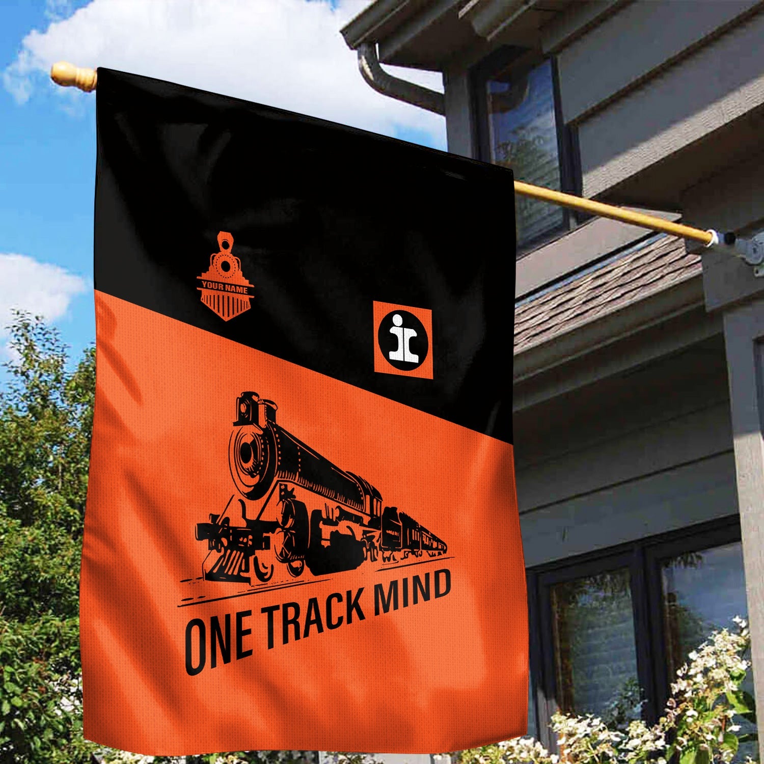 Railspirit Personalized Illinois Central Railroad Garden Flag One Track Mind Flag Gift Idea For Train Lover