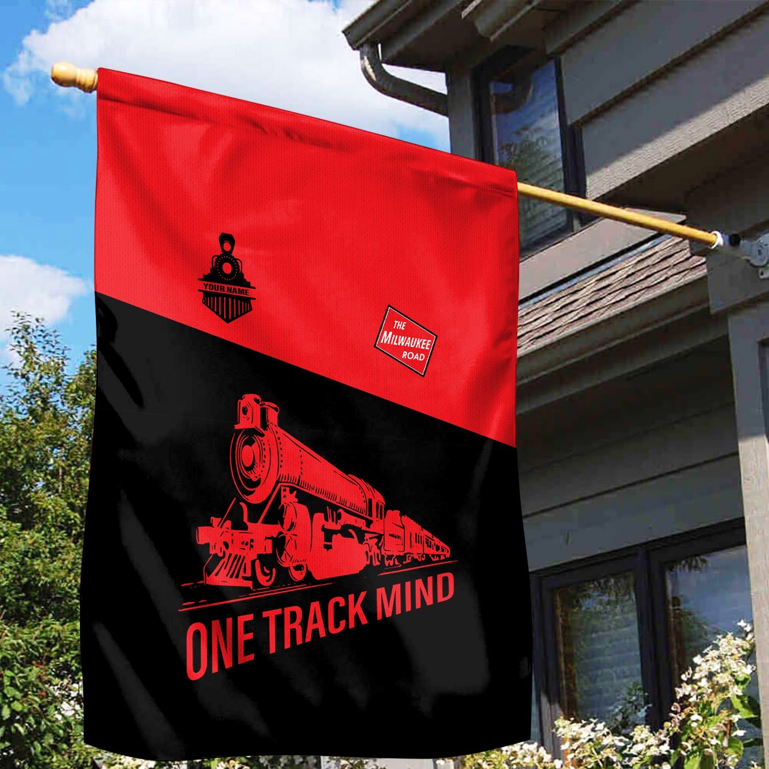 Railspirit Personalized Chicago, Milwaukee, St. Paul and Pacific Railroad Garden Flag One Track Mind Milwaukee Road Flag Gift Idea For Train Lover