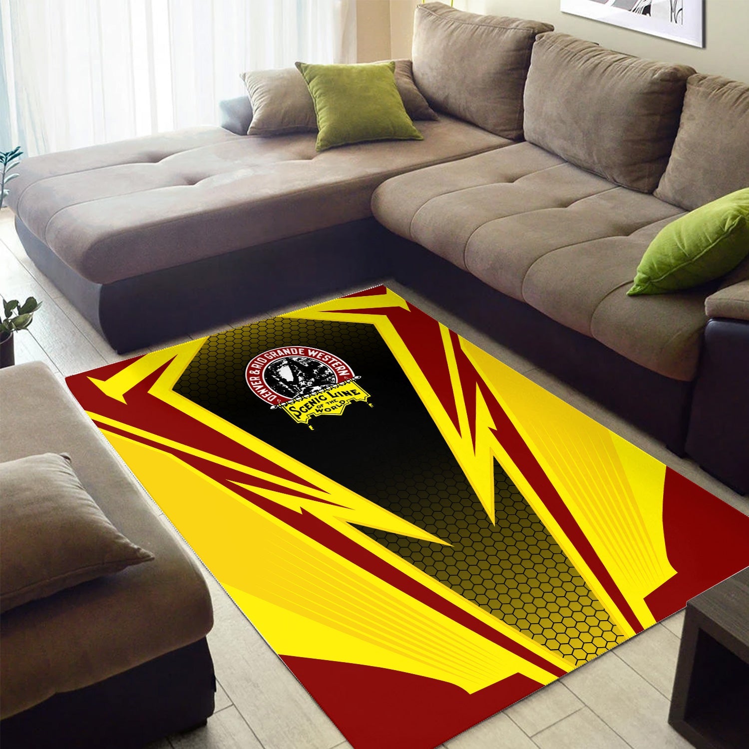 Railspirit Denver and Rio Grande Western Railroad Area Rug Lightning Graphic Style Rug Gift Idea For Train Lover