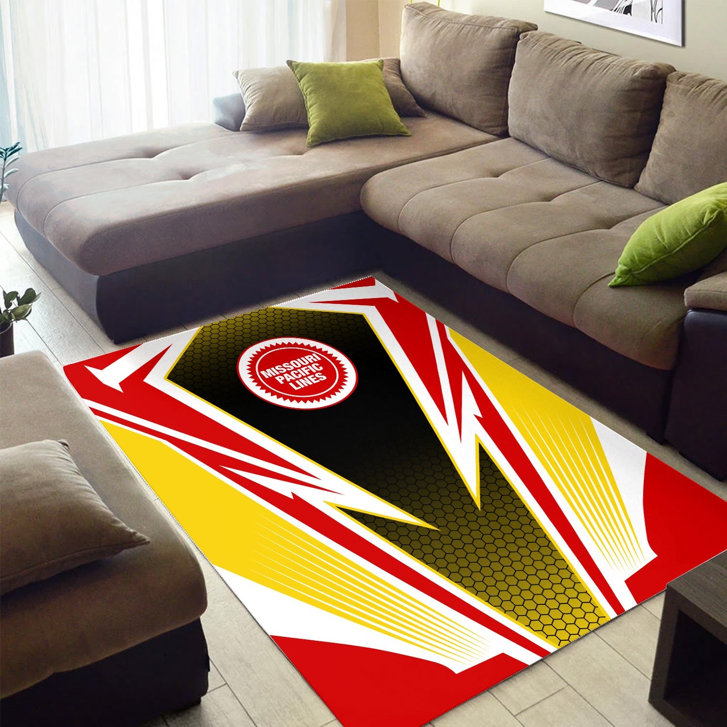 Railspirit Missouri Pacific Railroad Area Rug Lightning Graphic Style Rug Gift Idea For Train Lover