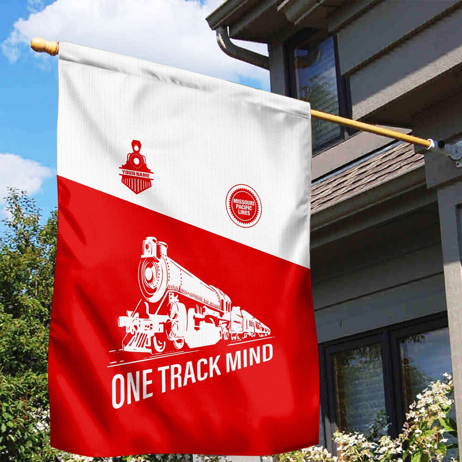 Railspirit Personalized Missouri Pacific Railroad Garden Flag One Track Mind Flag Gift Idea For Train Lover